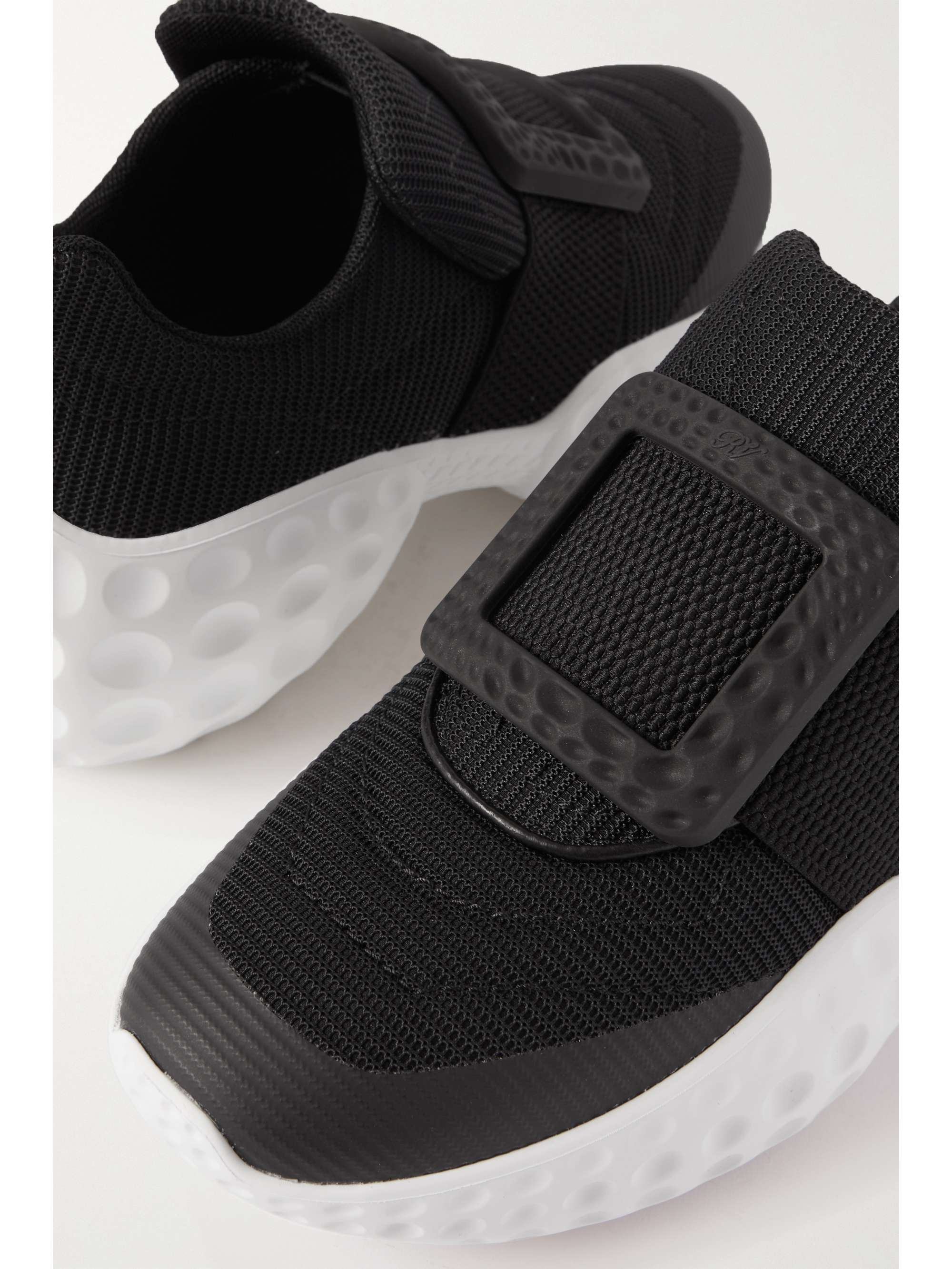 ROGER VIVIER Viv Run embellished mesh and leather sneakers