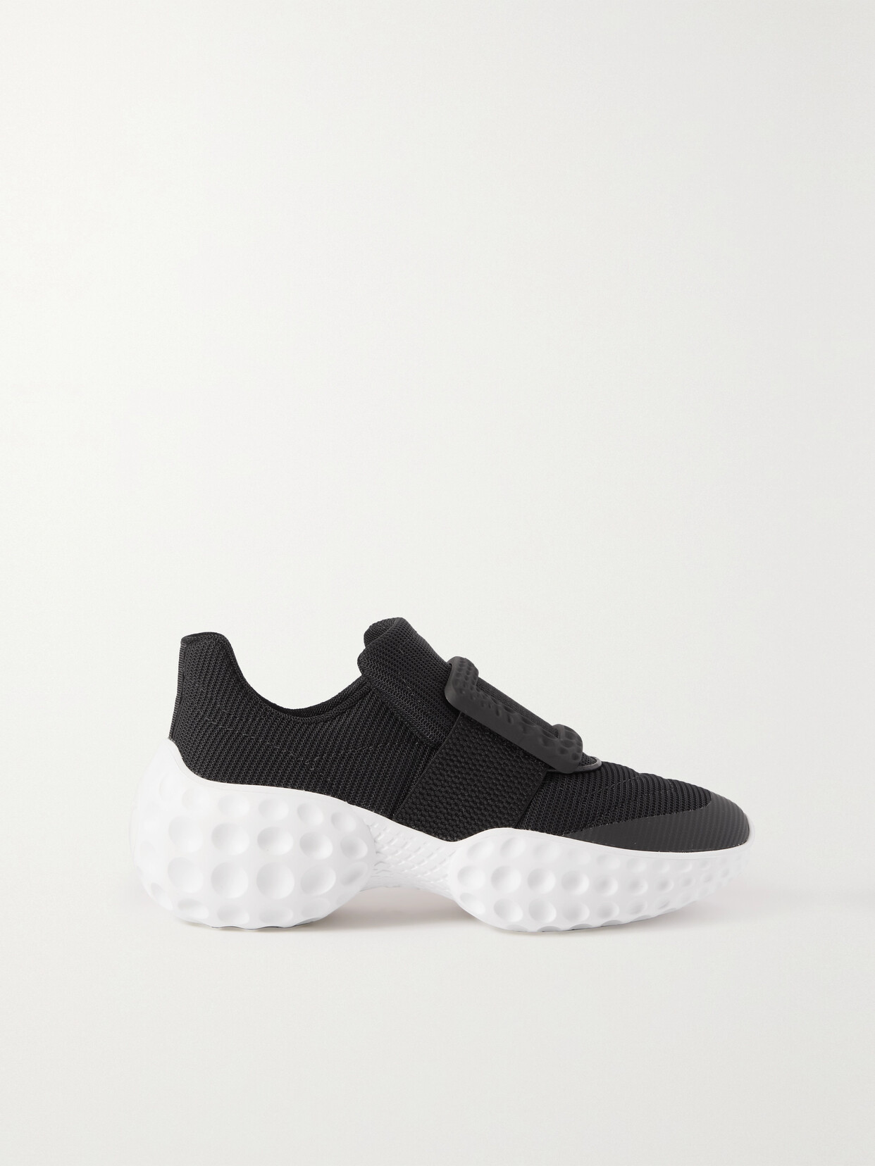 Roger Vivier - Viv Run Embellished Mesh And Leather Sneakers - Black