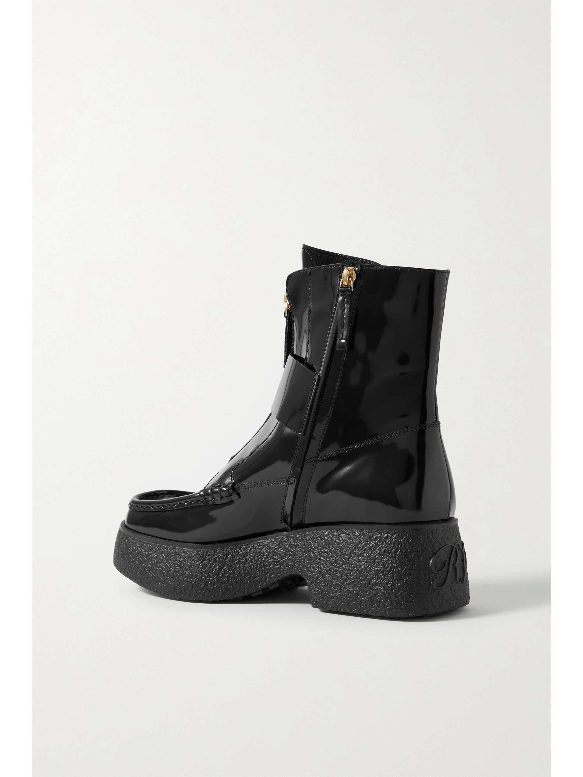 ROGER VIVIER Viv Rangers embellished patent-leather platform ankle boots