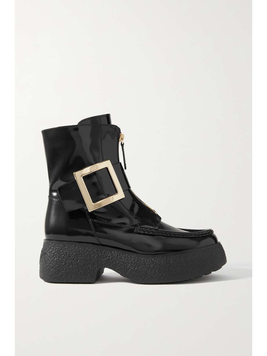 Black Roger Vivier Viv Rangers embellished ankle boots