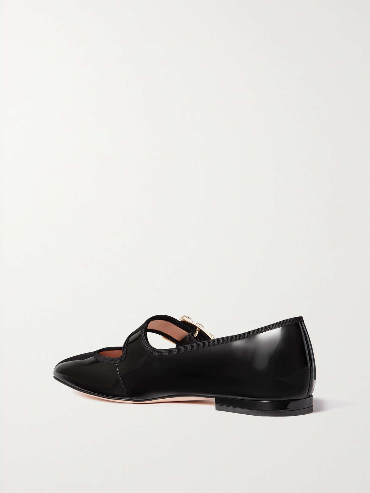 Roger Vivier Très Vivier Strass Babies Crystal-embellished Patent-leather Ballet Flats In Black