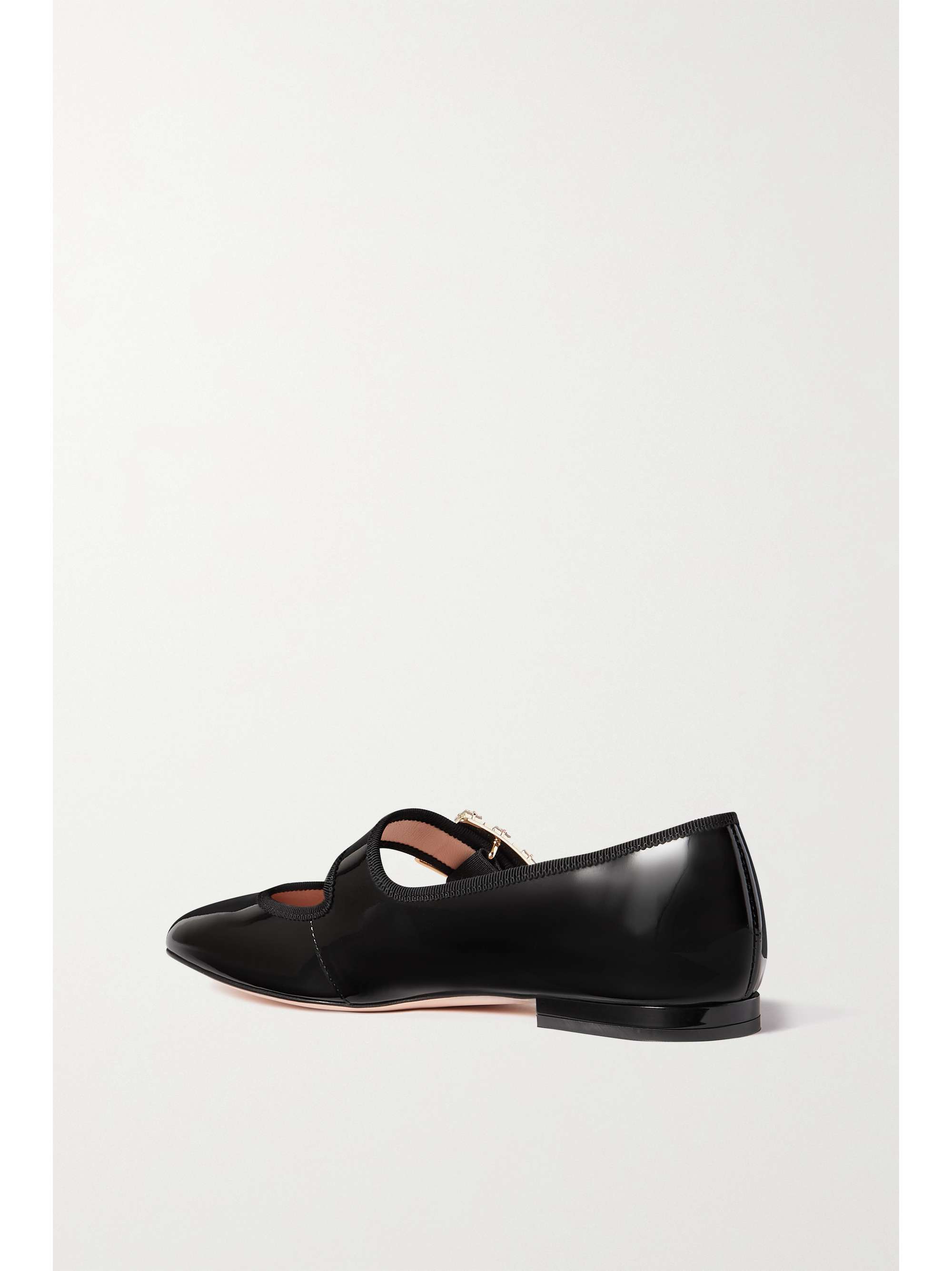 ROGER VIVIER Très Vivier crystal-embellished glossed-leather ballet flats