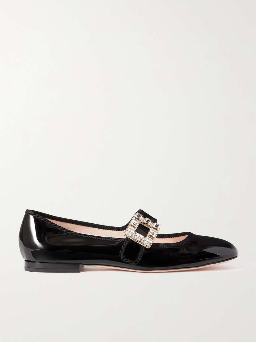 Roger Vivier Très Vivier Strass Babies Crystal-embellished Patent-leather Ballet Flats
