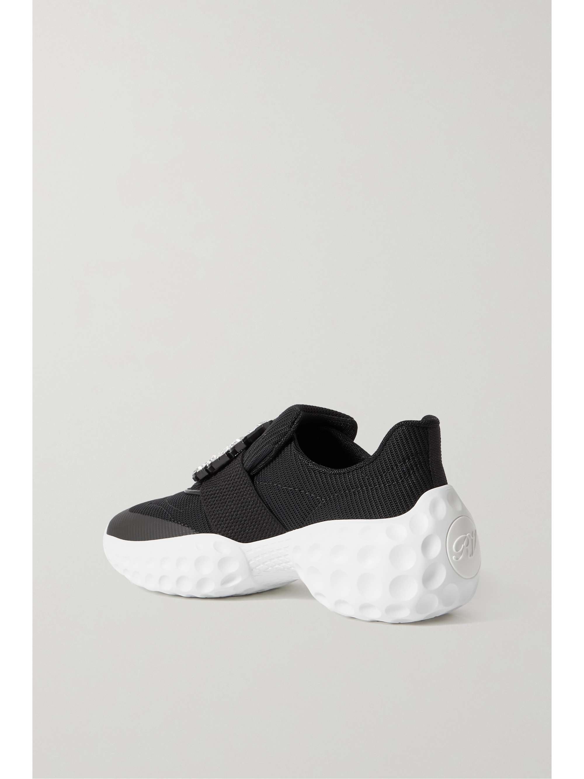 ROGER VIVIER Viv Run crystal-embellished neoprene, mesh and leather sneakers