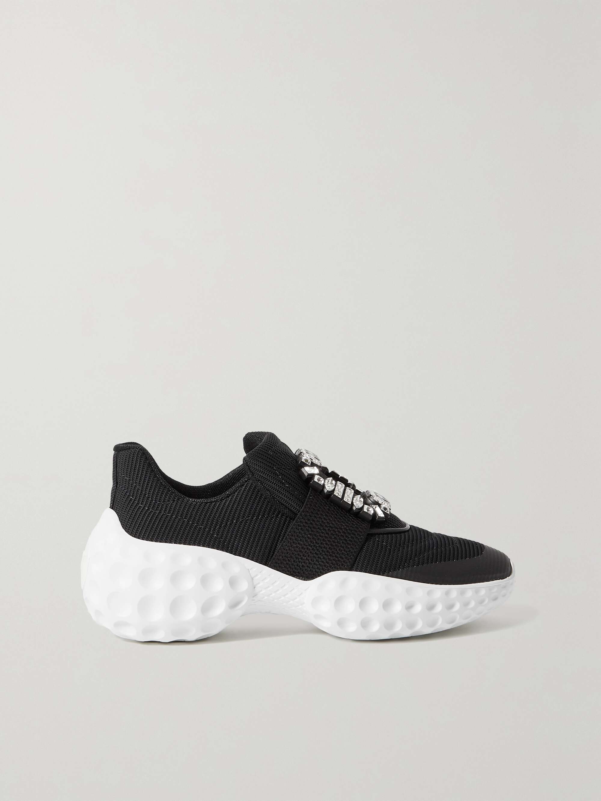 ROGER VIVIER Viv Run crystal-embellished neoprene, mesh and leather sneakers