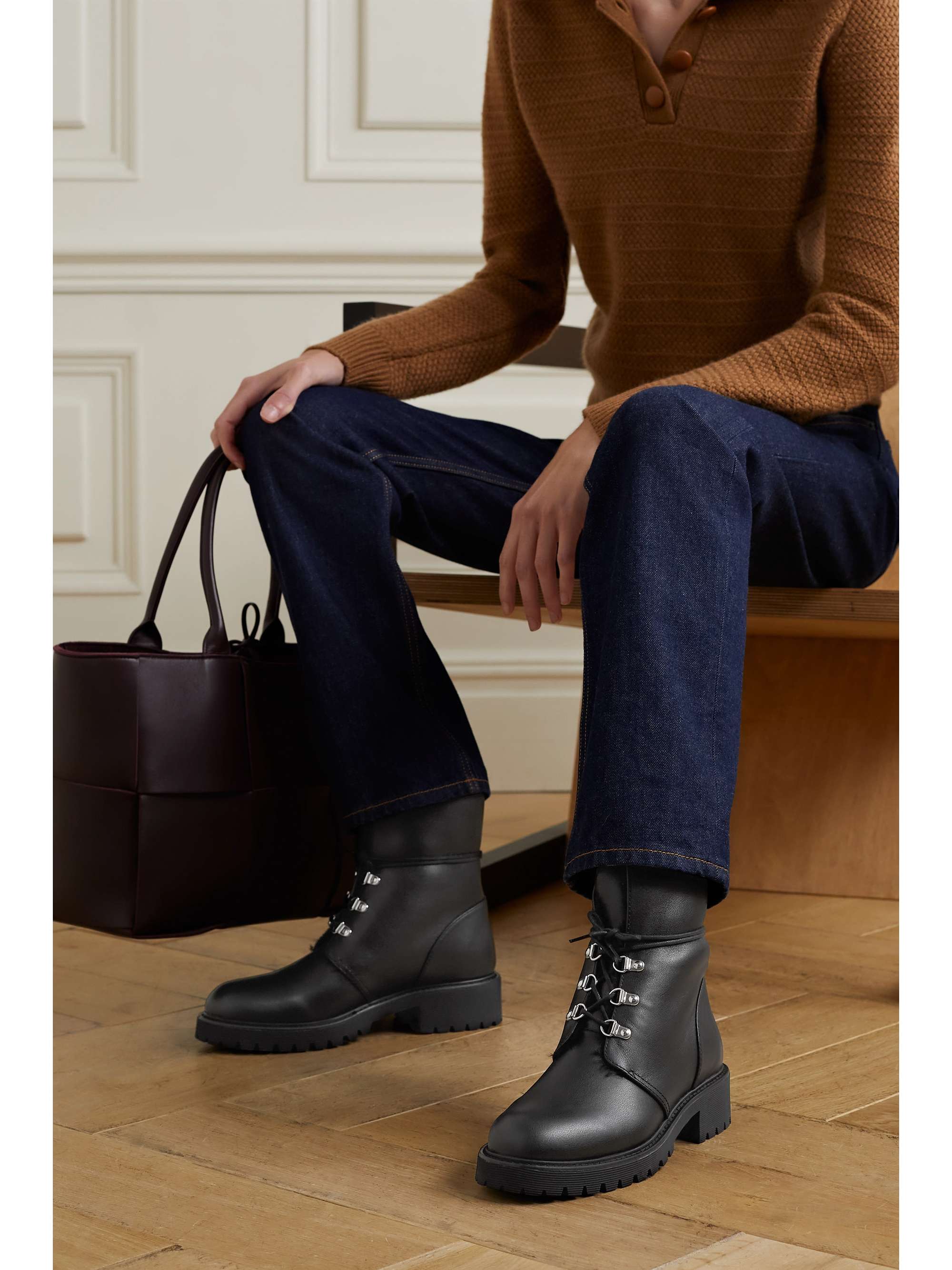 Black Textured-leather combat boots | ZANOTTI | NET-A-PORTER