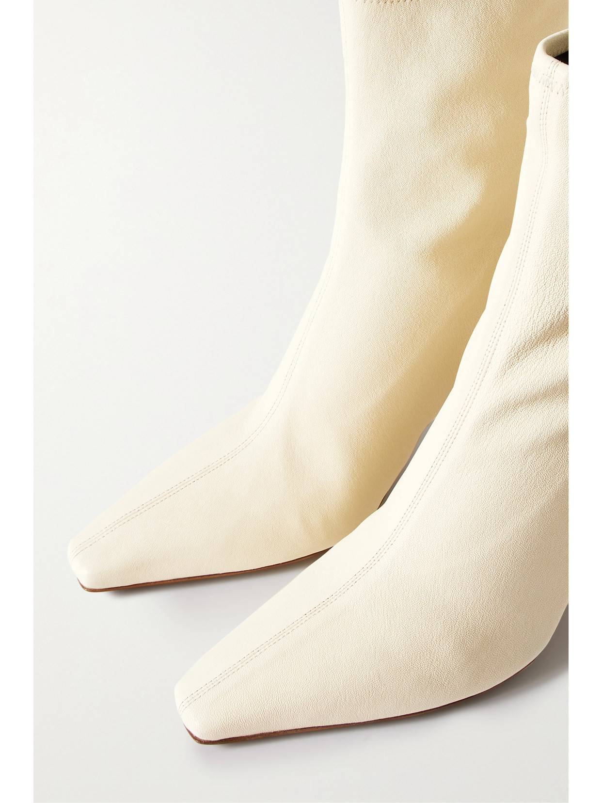 Neous Ran Pointed Leather Ankle Booties In Cream