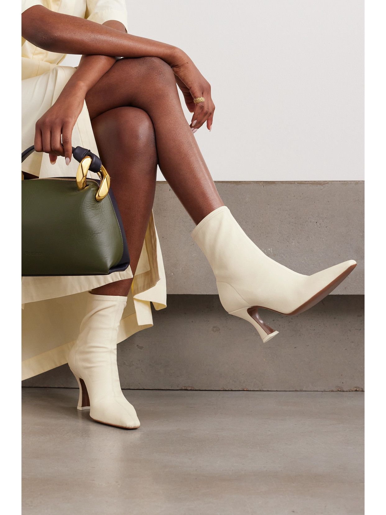 Shop Neous Ran Stretch-leather Ankle Boots In Cream