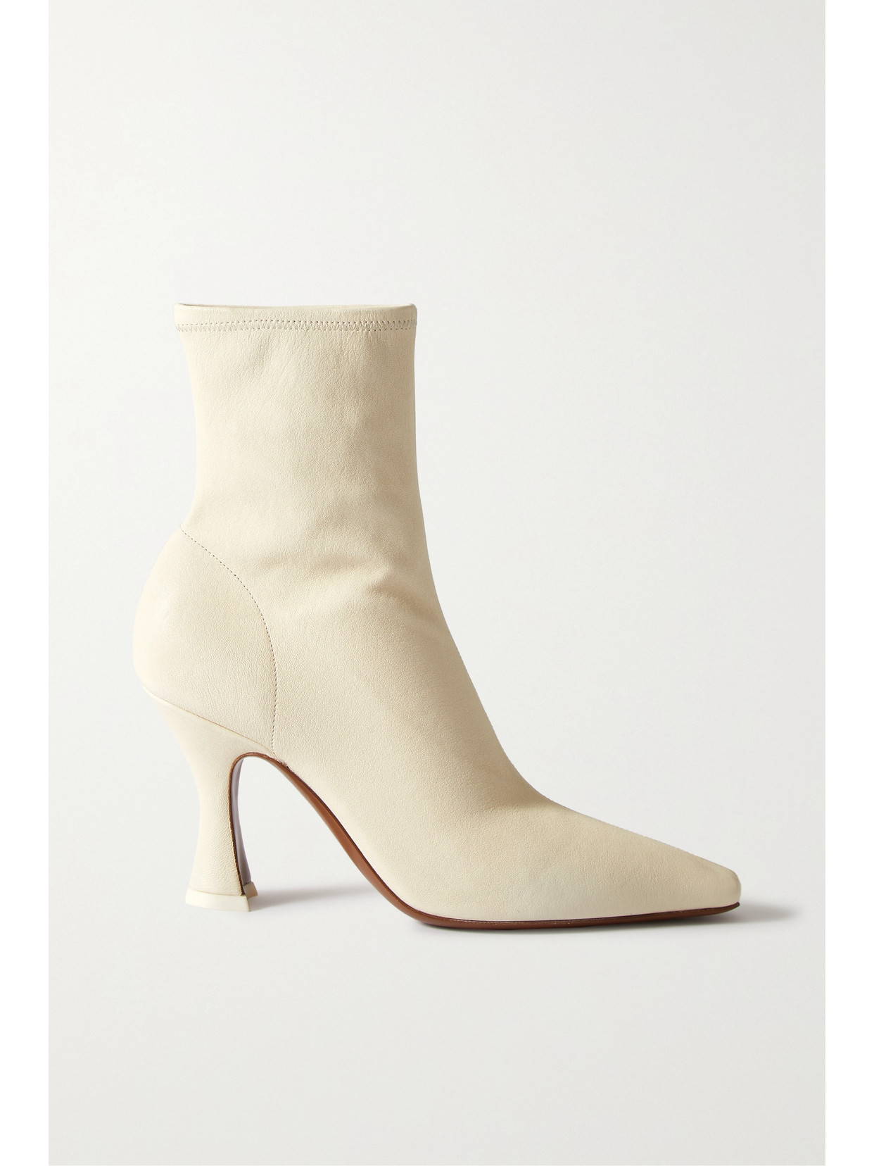 Neous Ran Pointed Leather Ankle Booties In Cream