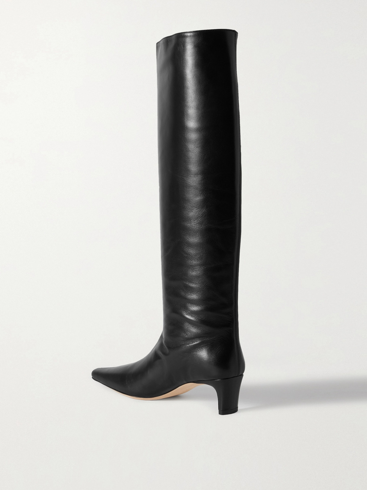 Shop Staud Wally Leather Knee Boots In Black