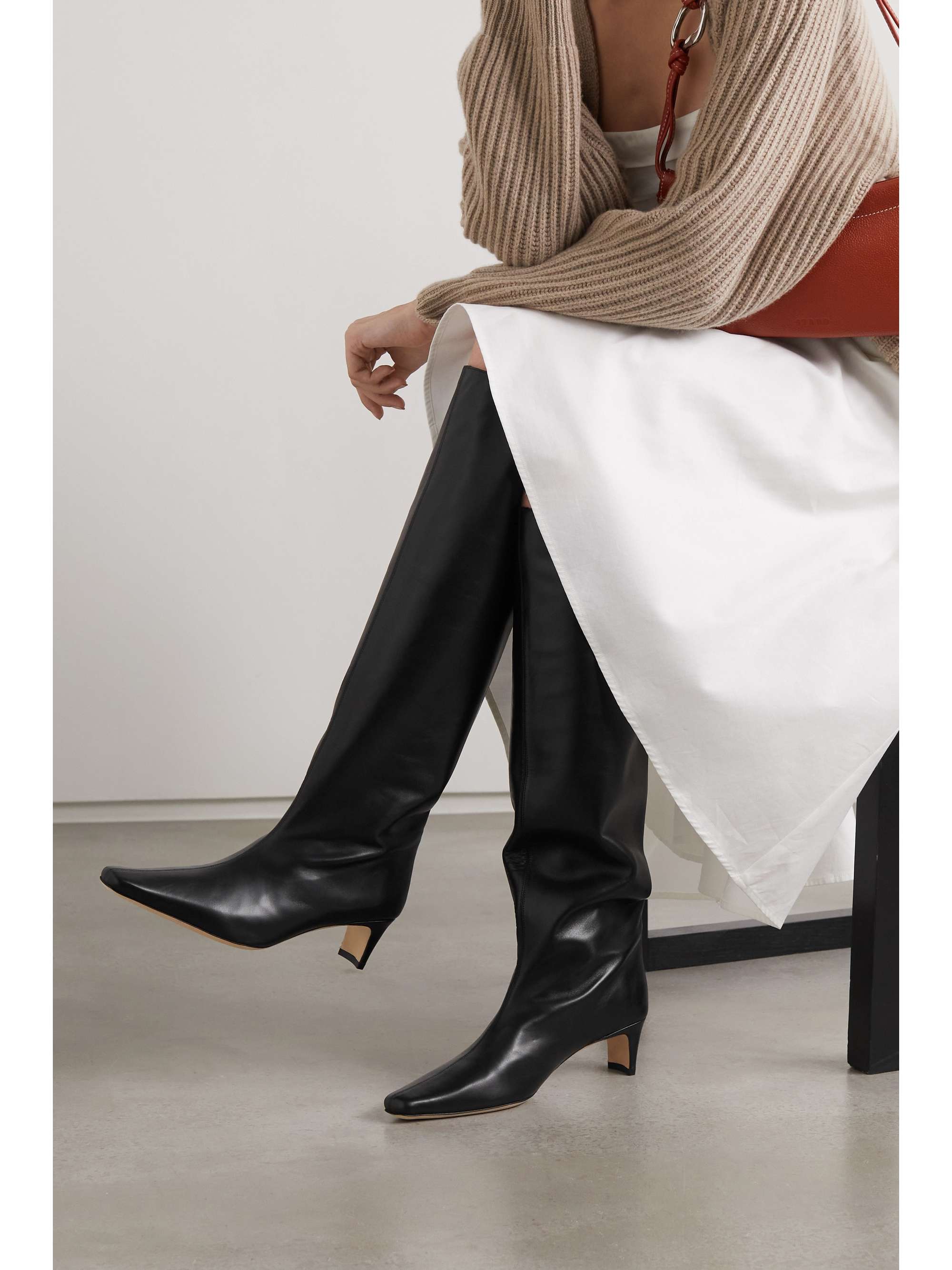 STAUD Wally leather knee boots