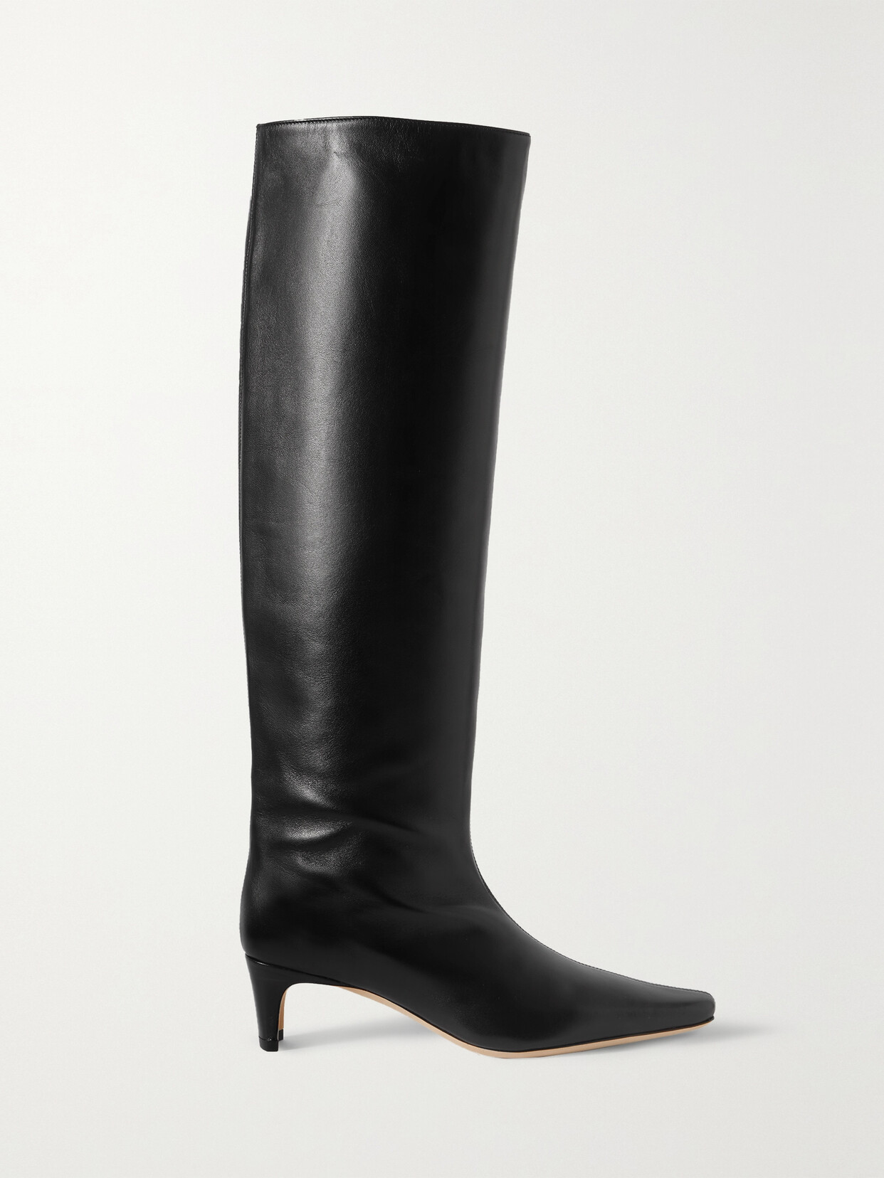 Shop Staud Wally Leather Knee Boots In Black