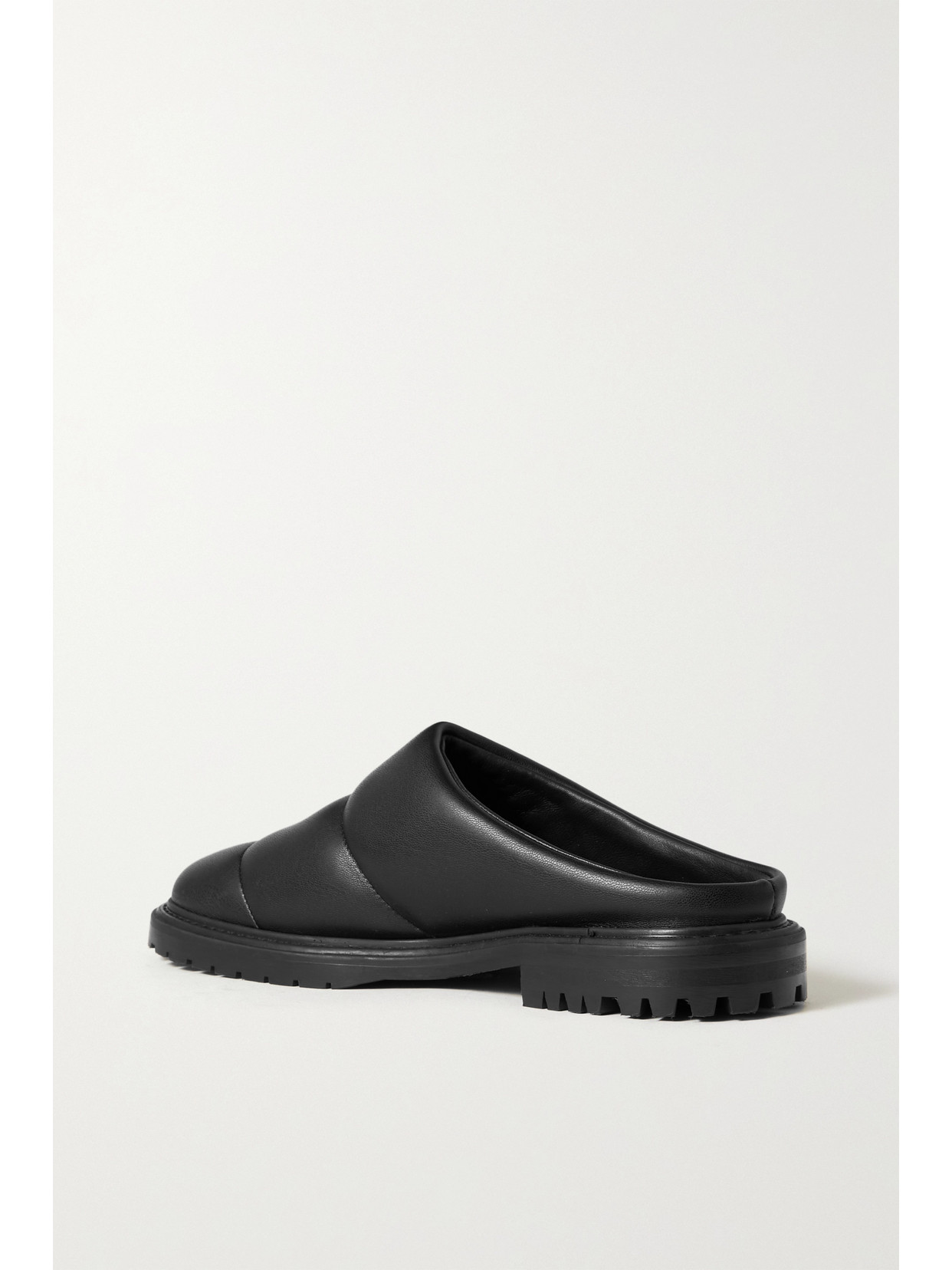 Staud Astro Quilted Vegan Leather Mules In Black