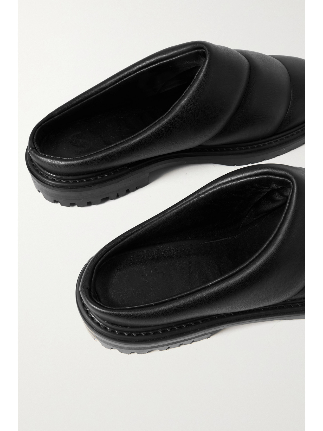 Staud Astro Quilted Vegan Leather Mules In Black