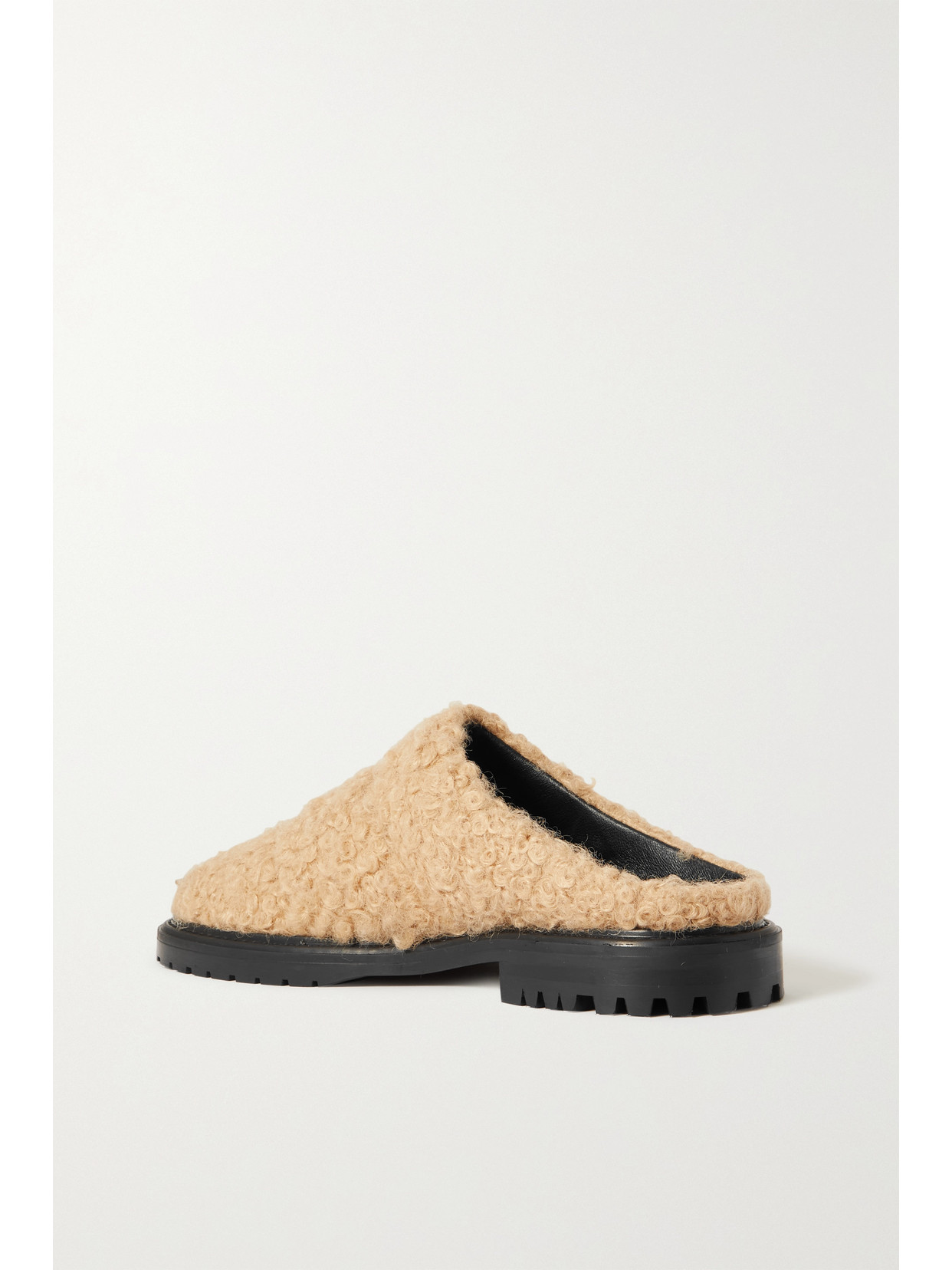 Staud Astro Quilted Faux Shearling Mules In Neutrals