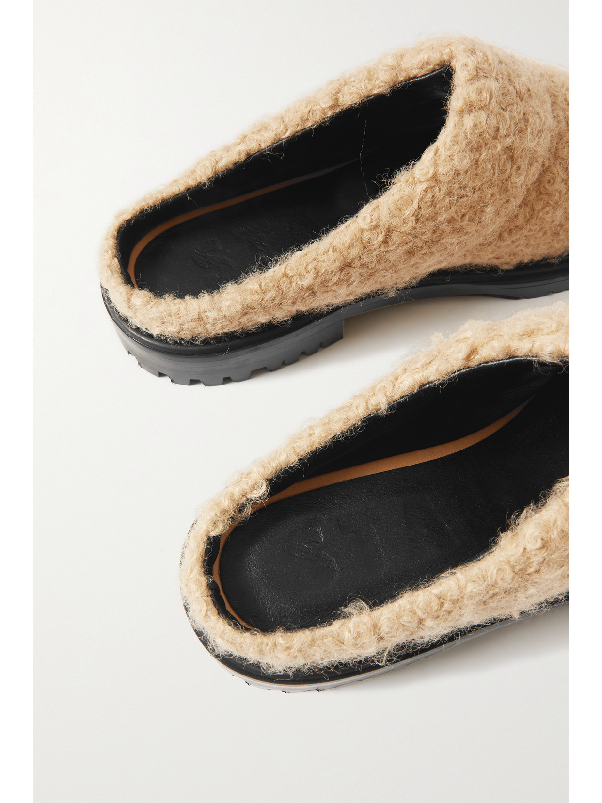 Staud Astro Quilted Faux Shearling Mules In Neutrals