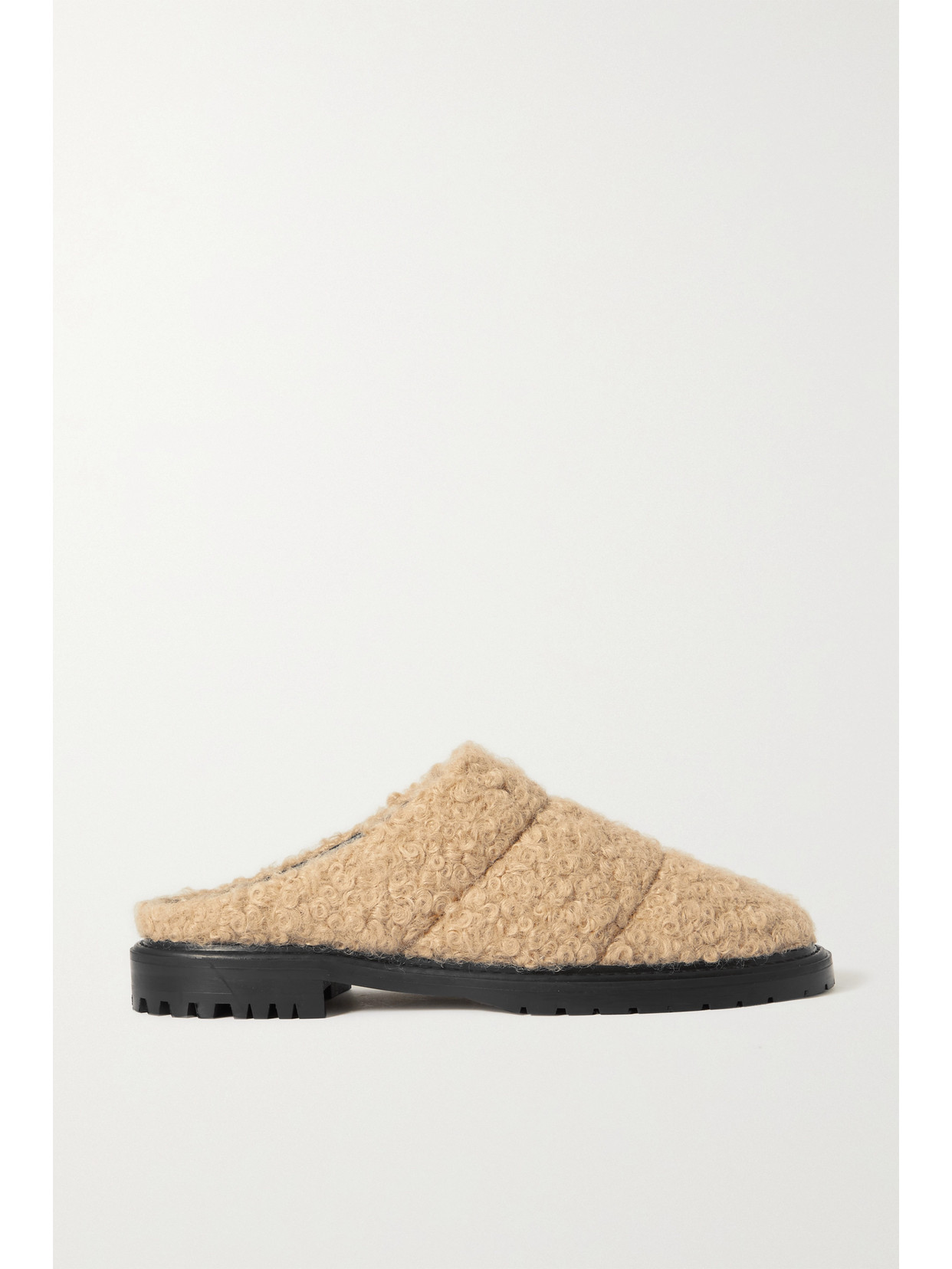 Staud Astro Quilted Faux Shearling Mules In Neutrals