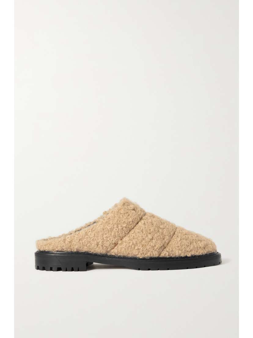 Staud Astro Quilted Faux Shearling Mules