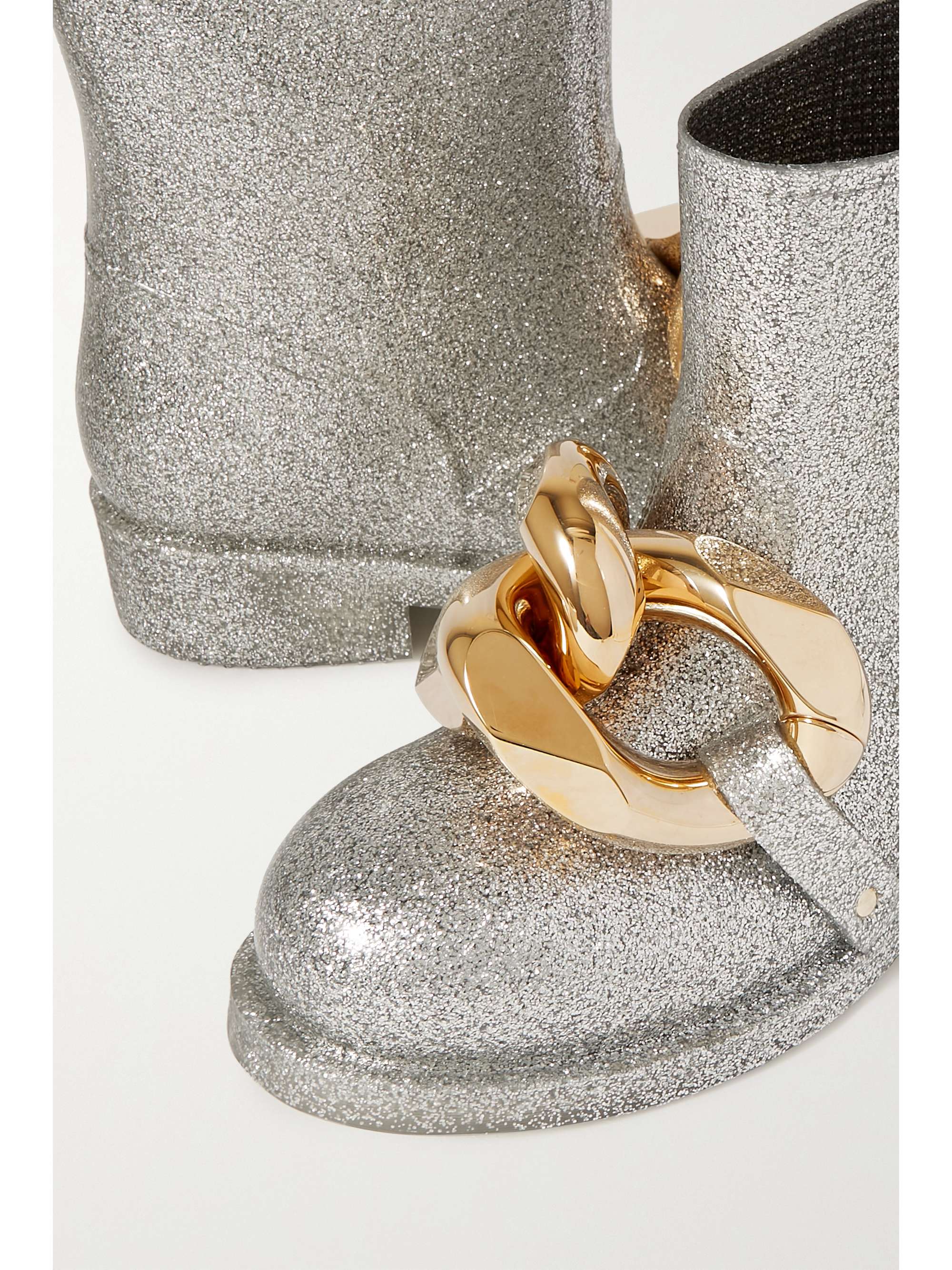 JW ANDERSON Chain-embellished glittered rubber rain boots