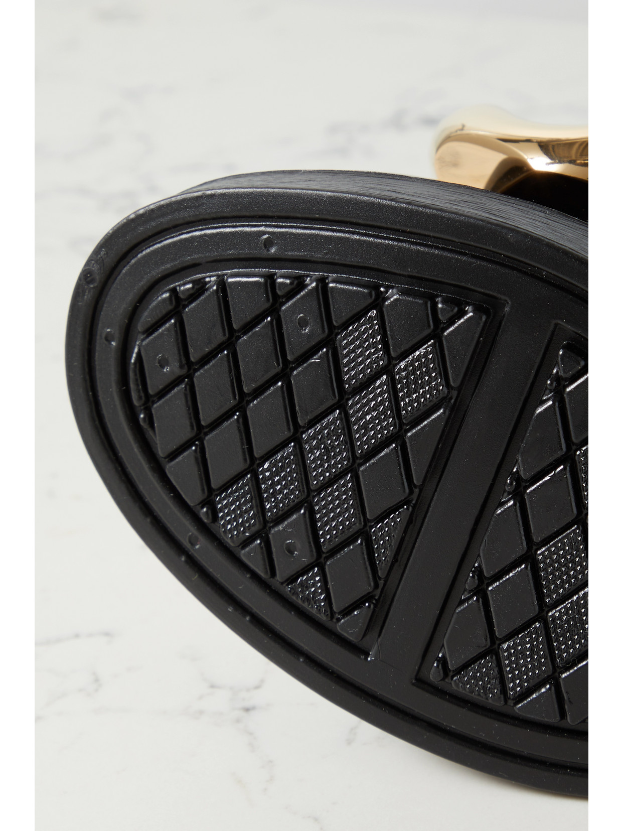 Chain-Embellished Glossed-Rubber Rain Boots