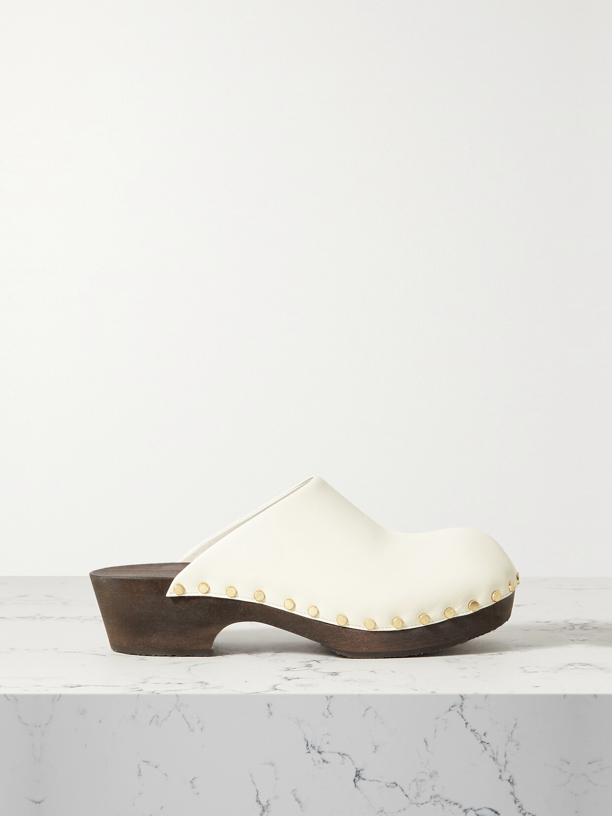 Khaite Lucca Studded Leather Clogs - White