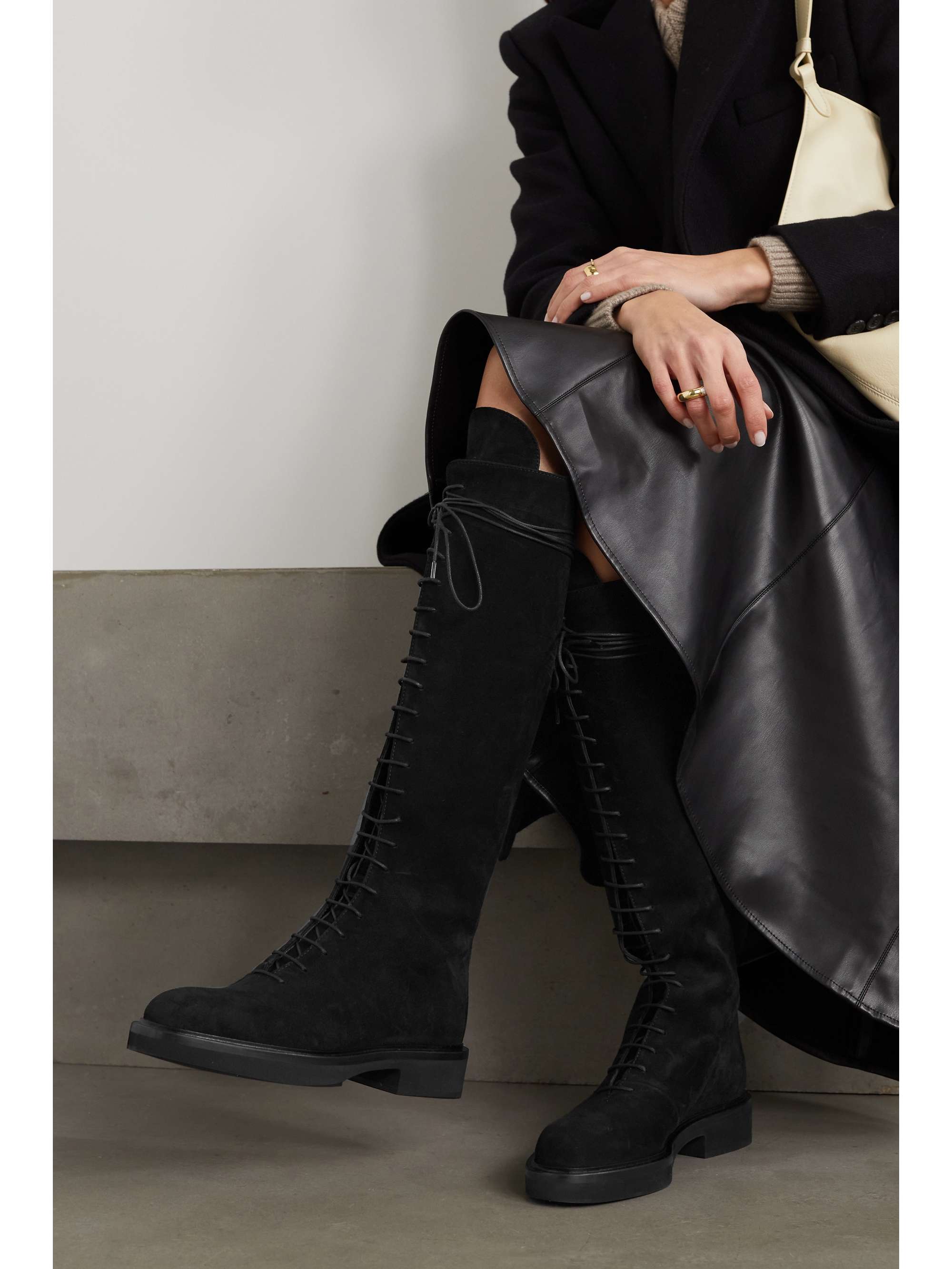 KHAITE York suede knee boots