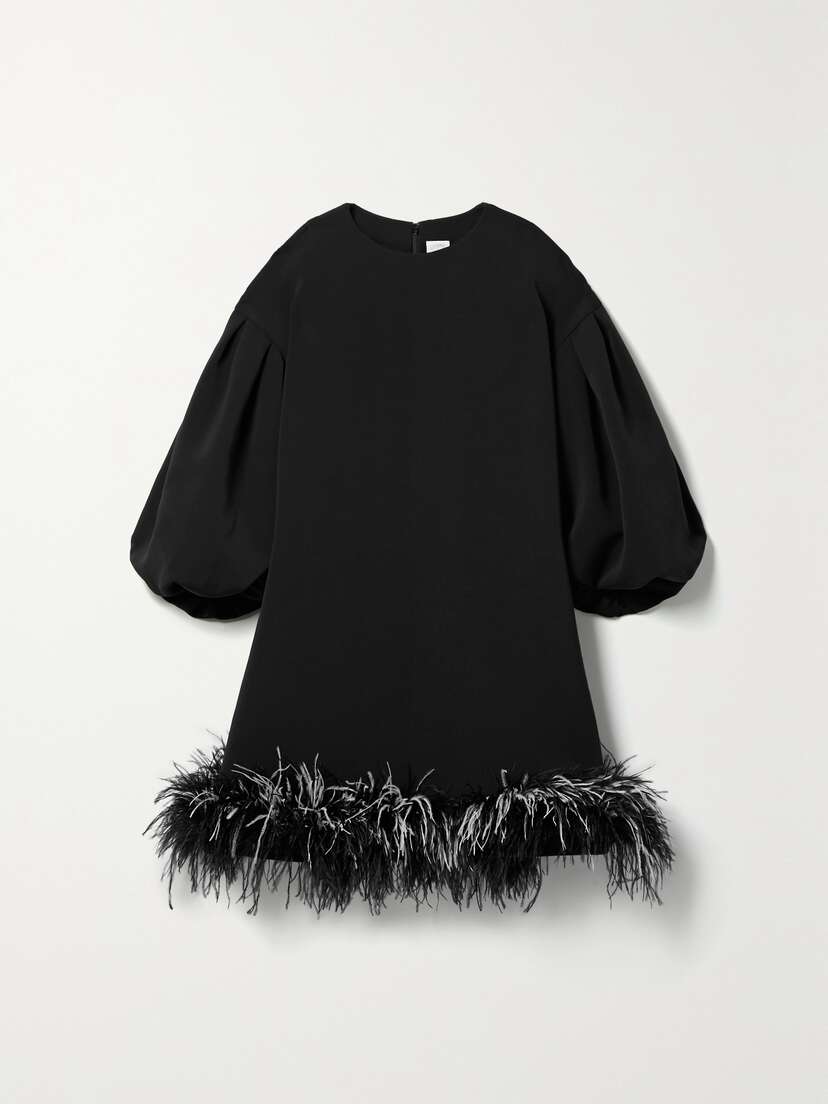 Huishan Zhang Poppy Feather-trimmed Crepe Mini Dress - UK 18