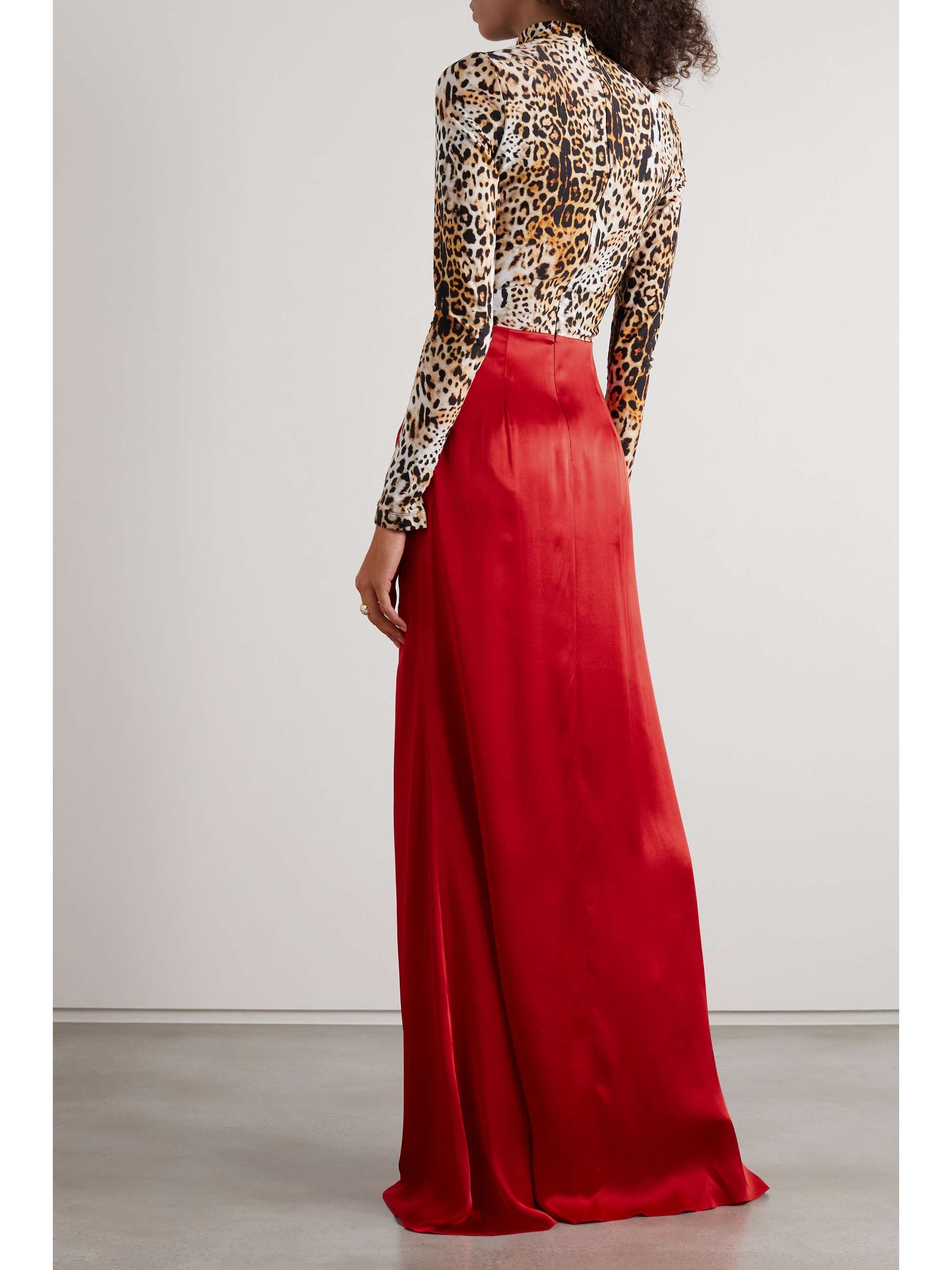 HALPERN Stretch & Flow leopard-print stretch-jersey and satin maxi dress