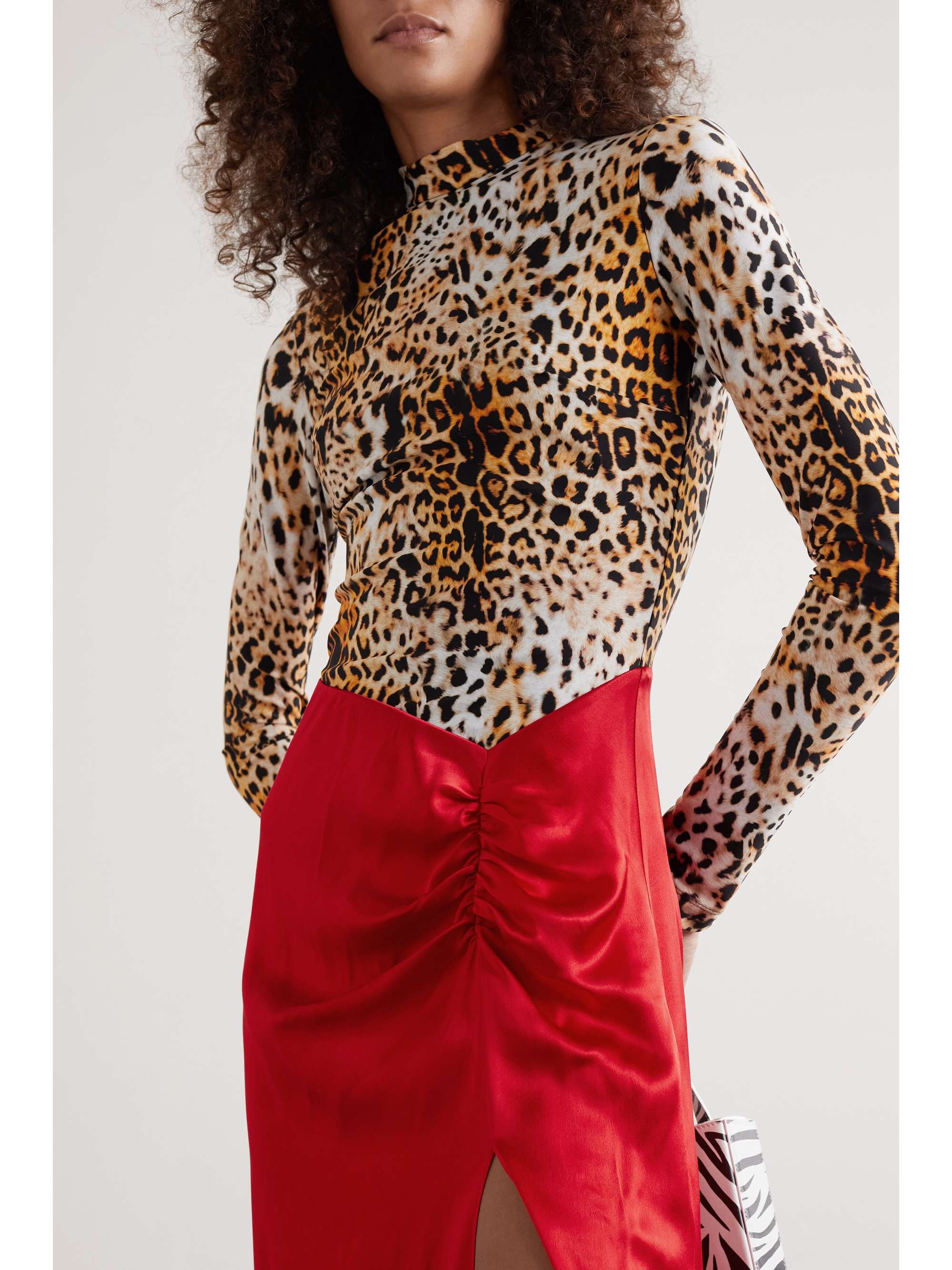 HALPERN Stretch & Flow leopard-print stretch-jersey and satin maxi dress
