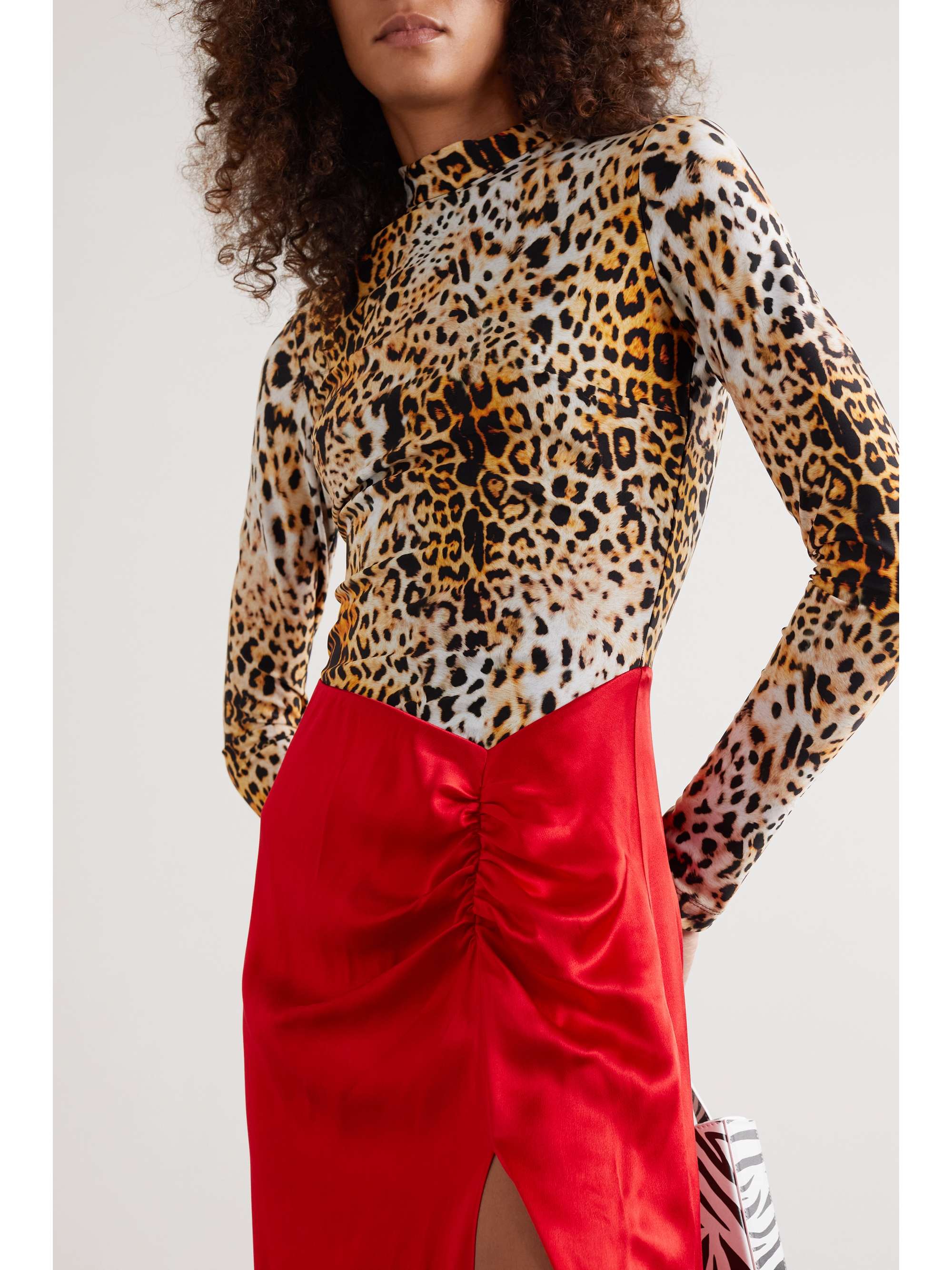 HALPERN Stretch & Flow leopard-print stretch-jersey and satin maxi dress