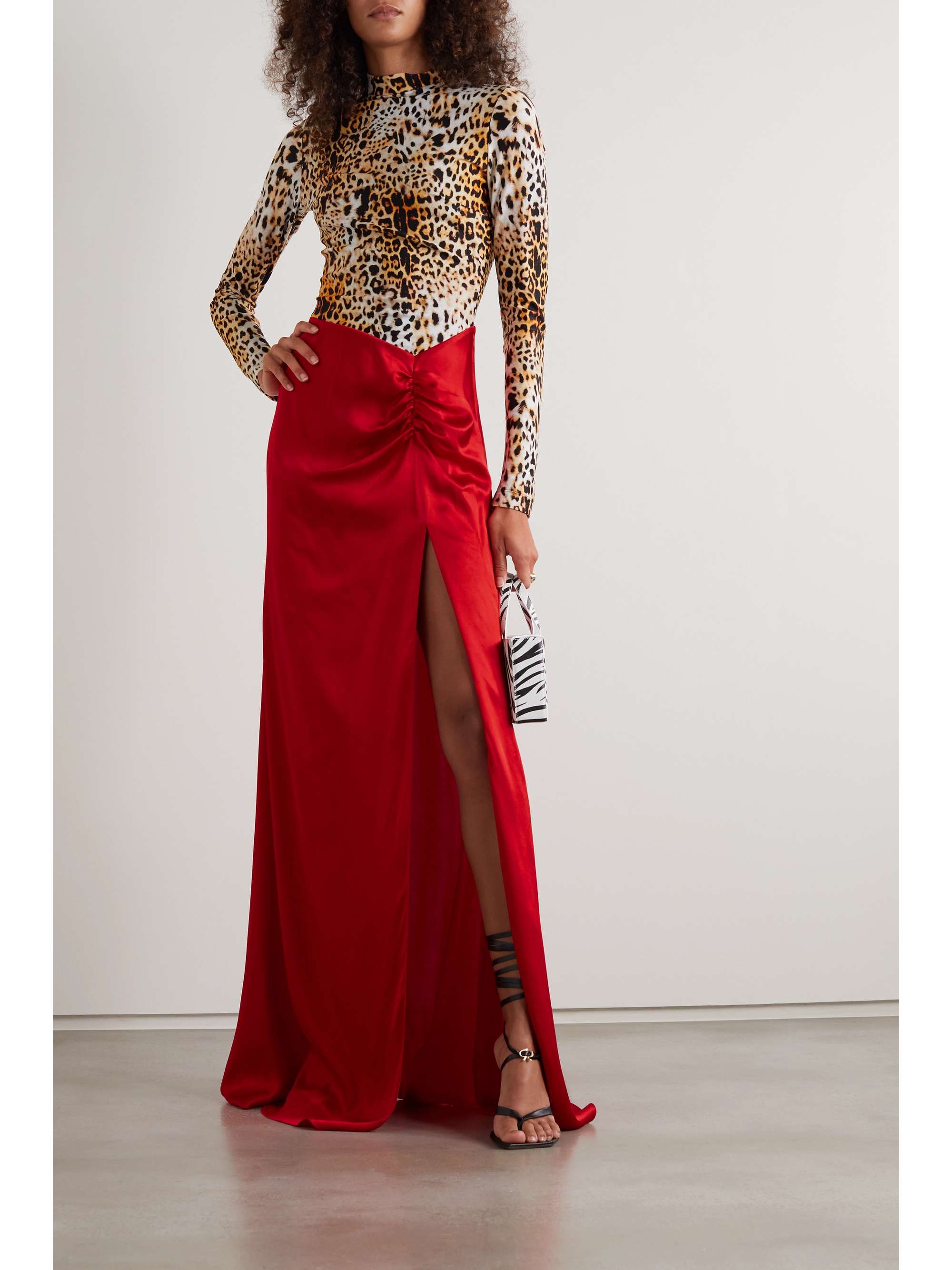 HALPERN Stretch & Flow leopard-print stretch-jersey and satin maxi dress