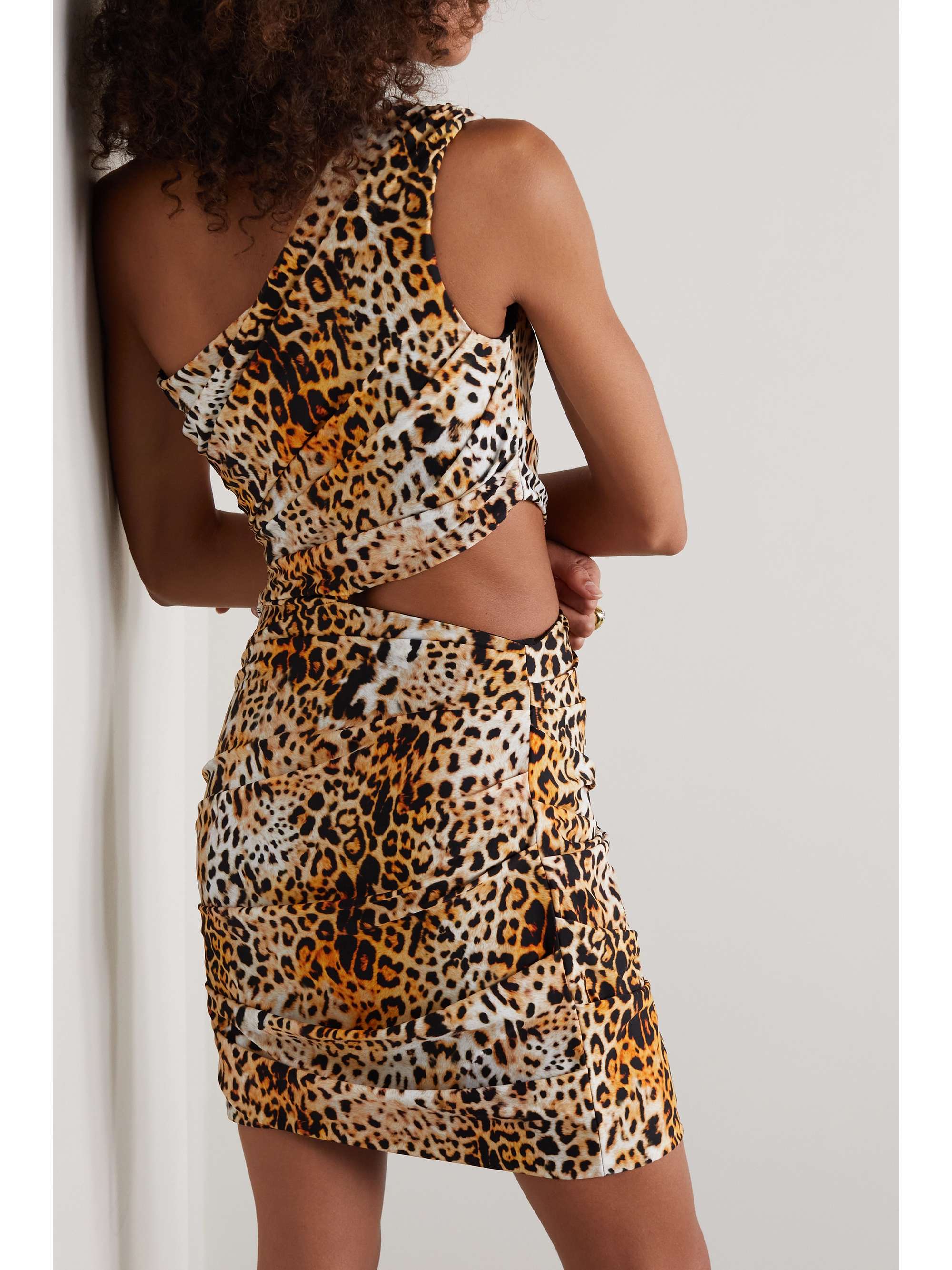 animal print one shoulder dress