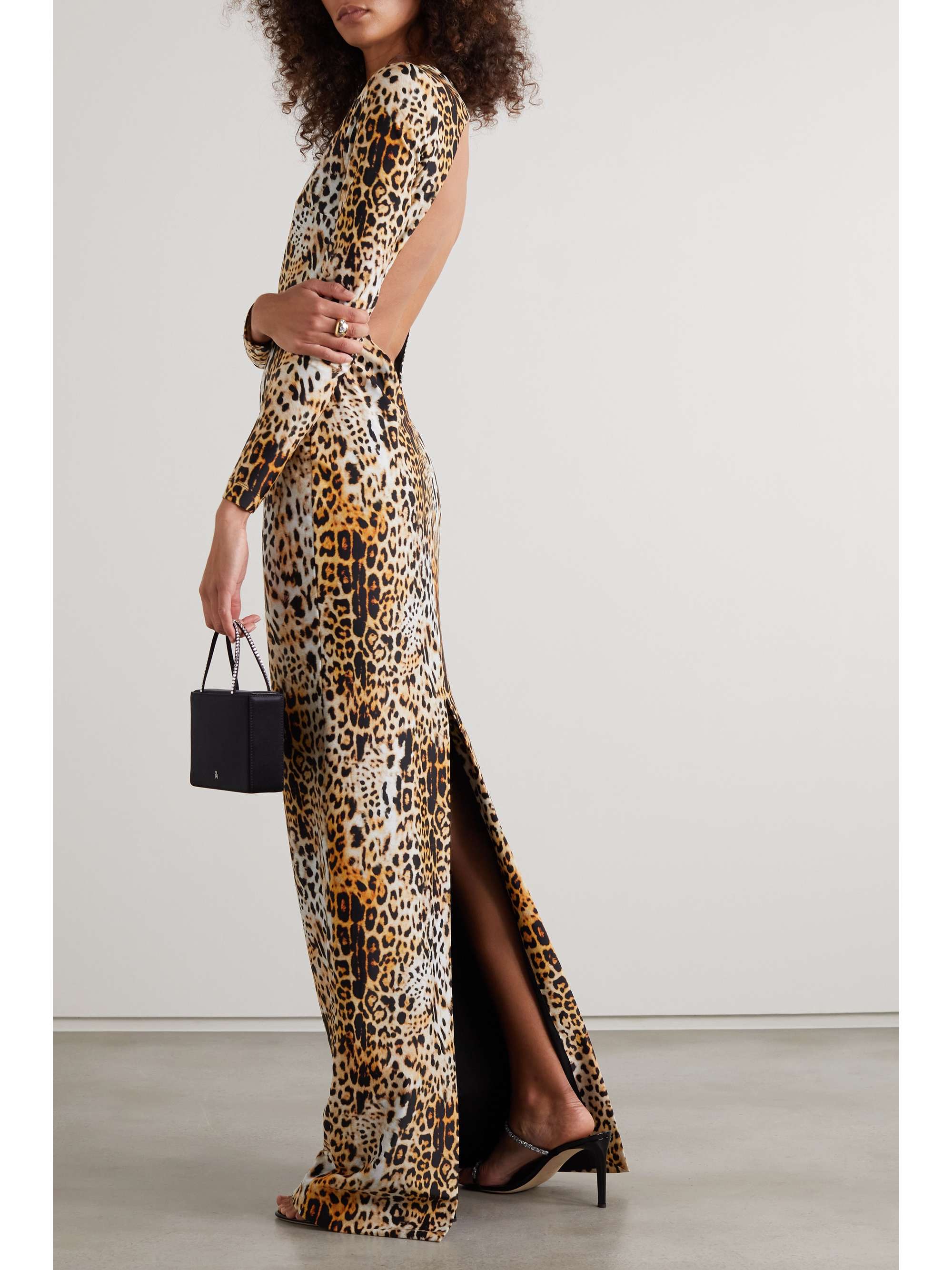 HALPERN Open-back leopard-print stretch-jersey maxi dress