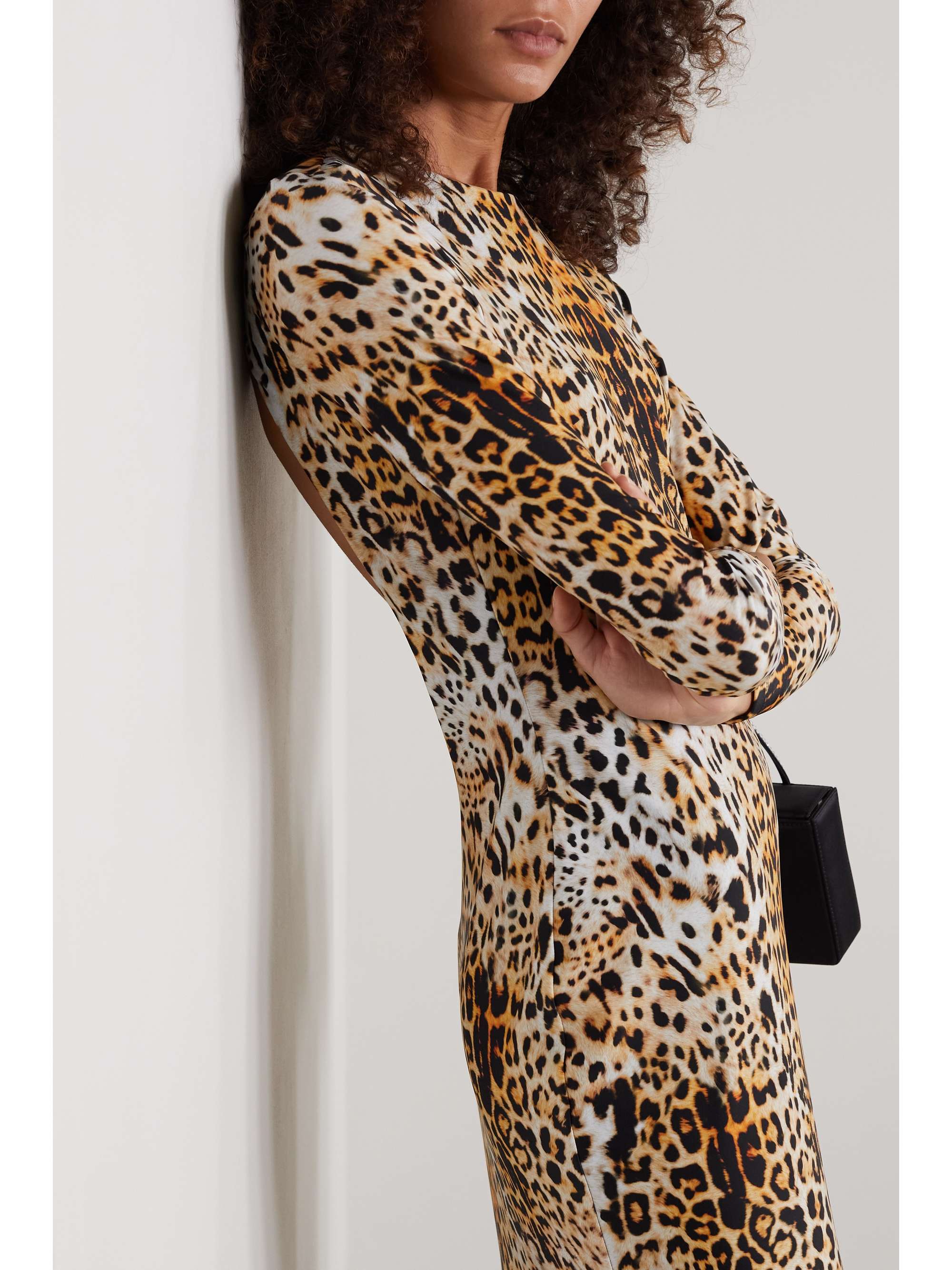 HALPERN Open-back leopard-print stretch-jersey maxi dress