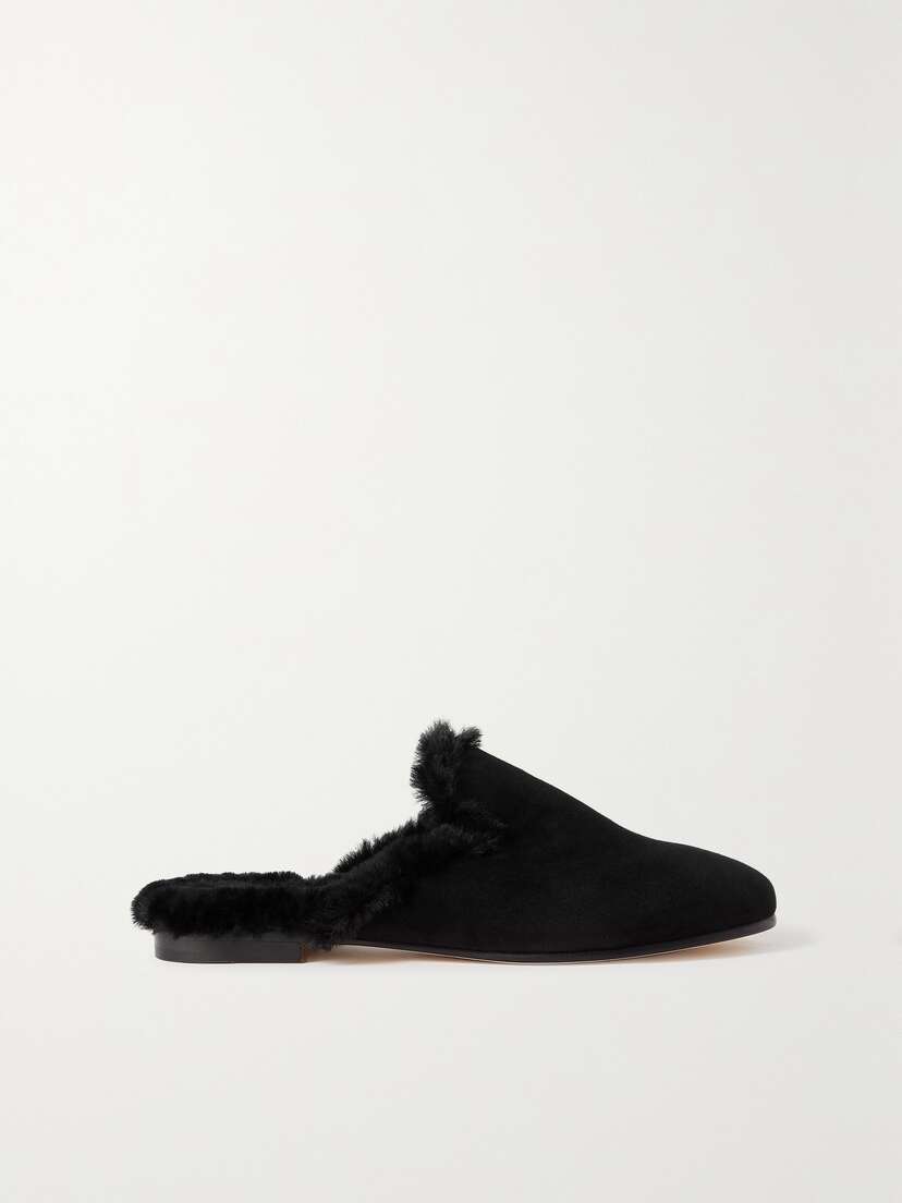 Manolo Blahnik Mariamu Shearling-lined Suede Slippers