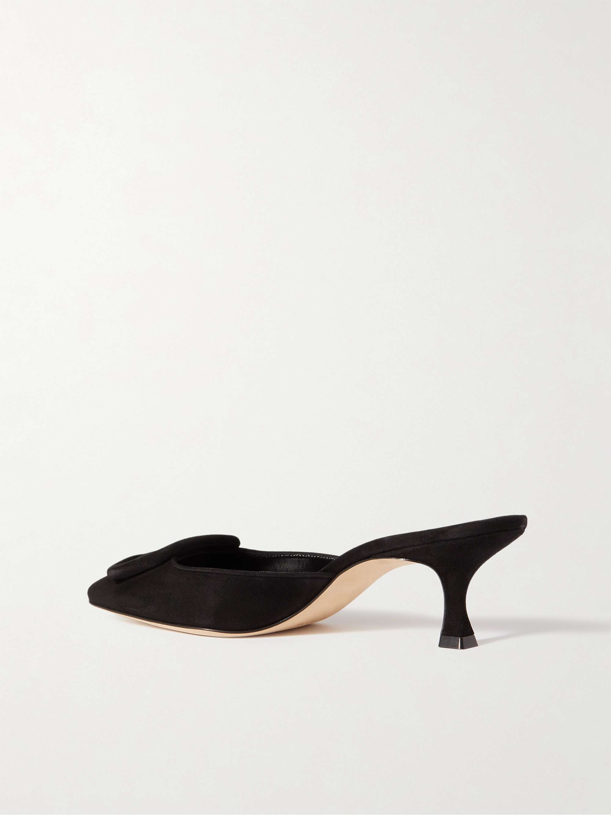 MANOLO BLAHNIK Maysale 50 buckled crepe de chine mules