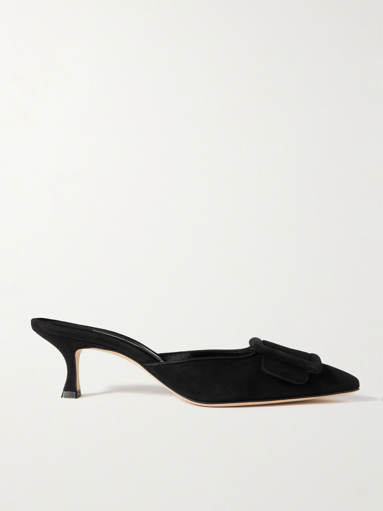 MANOLO BLAHNIK MAYSALE 50 BUCKLED SUEDE MULES
