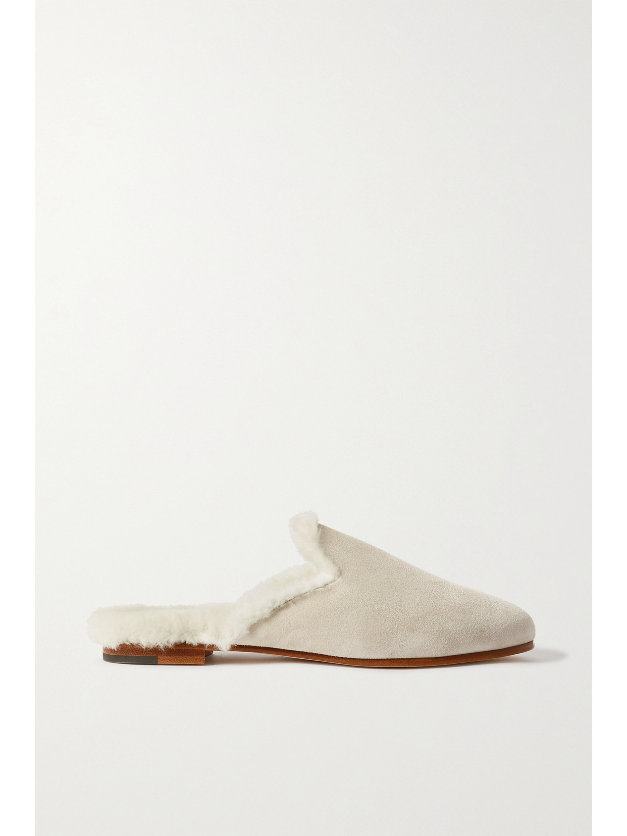 Manolo Blahnik Mariamu Shearling-lined Suede Slippers In Lkha3719whit1012
