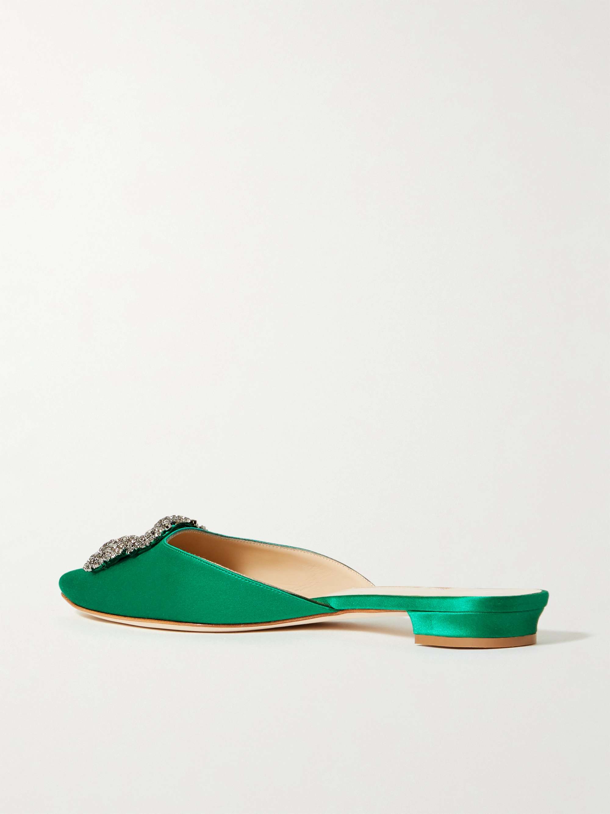 MANOLO BLAHNIK Hangisi embellished satin slippers