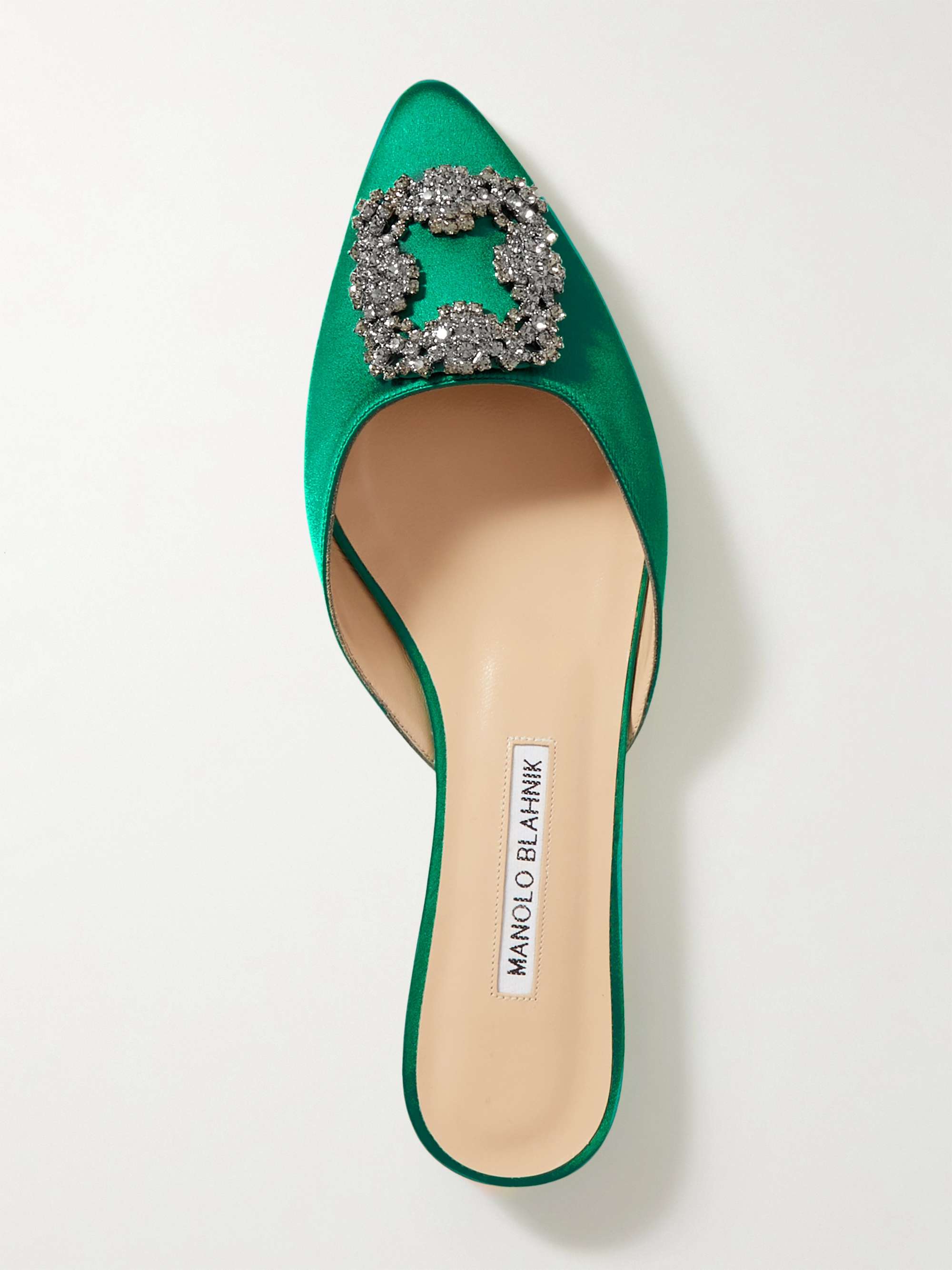 MANOLO BLAHNIK Hangisi embellished satin slippers | NET-A-PORTER