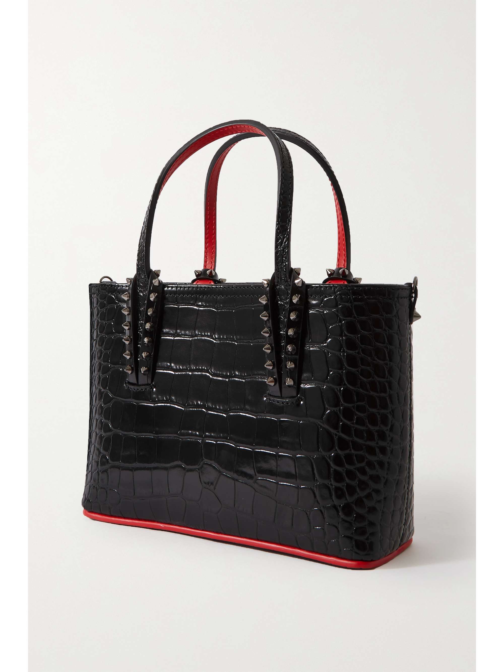 CHRISTIAN LOUBOUTIN Cabata mini spiked croc-effect leather tote