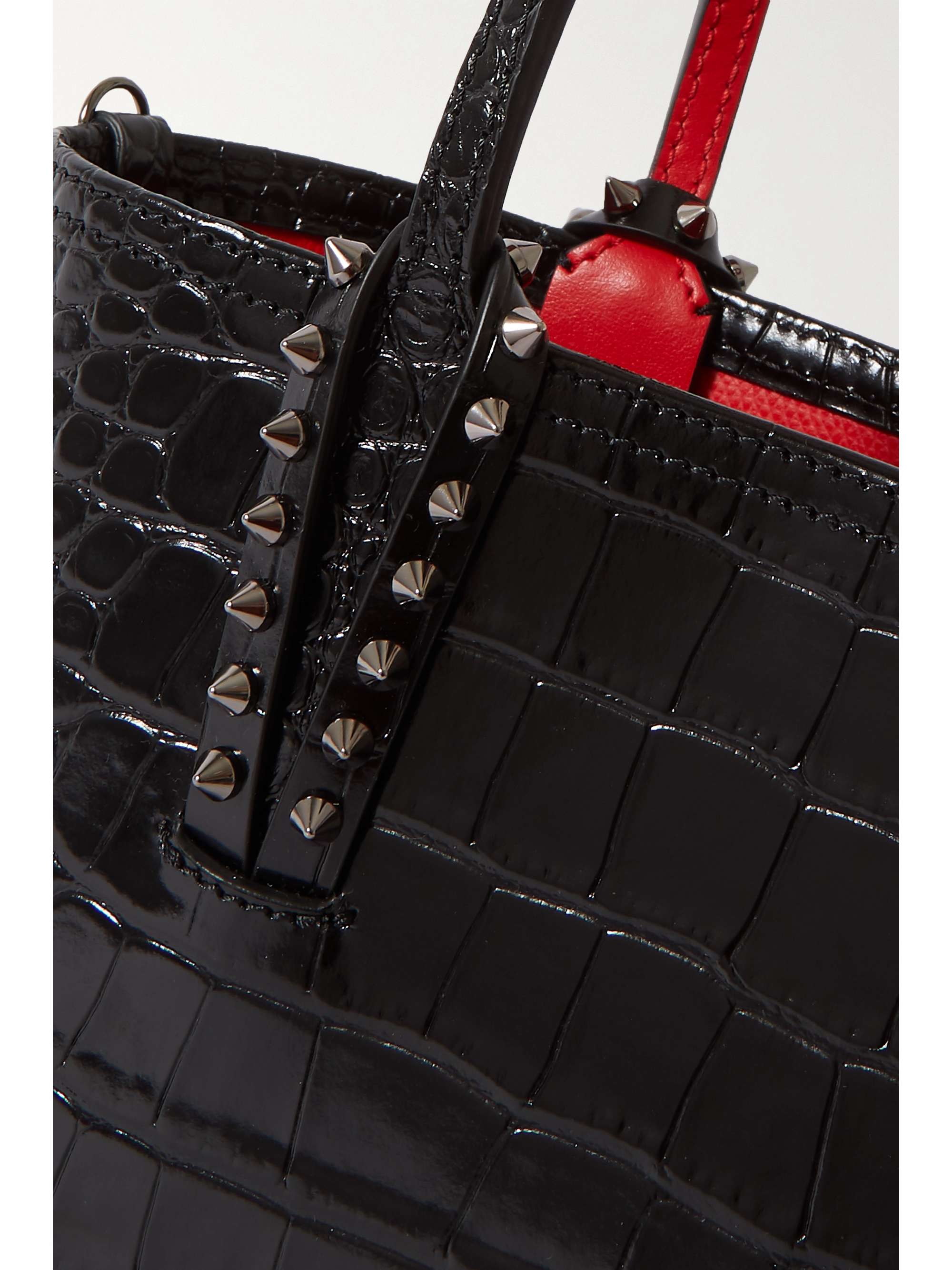 CHRISTIAN LOUBOUTIN Cabata mini spiked croc-effect leather tote
