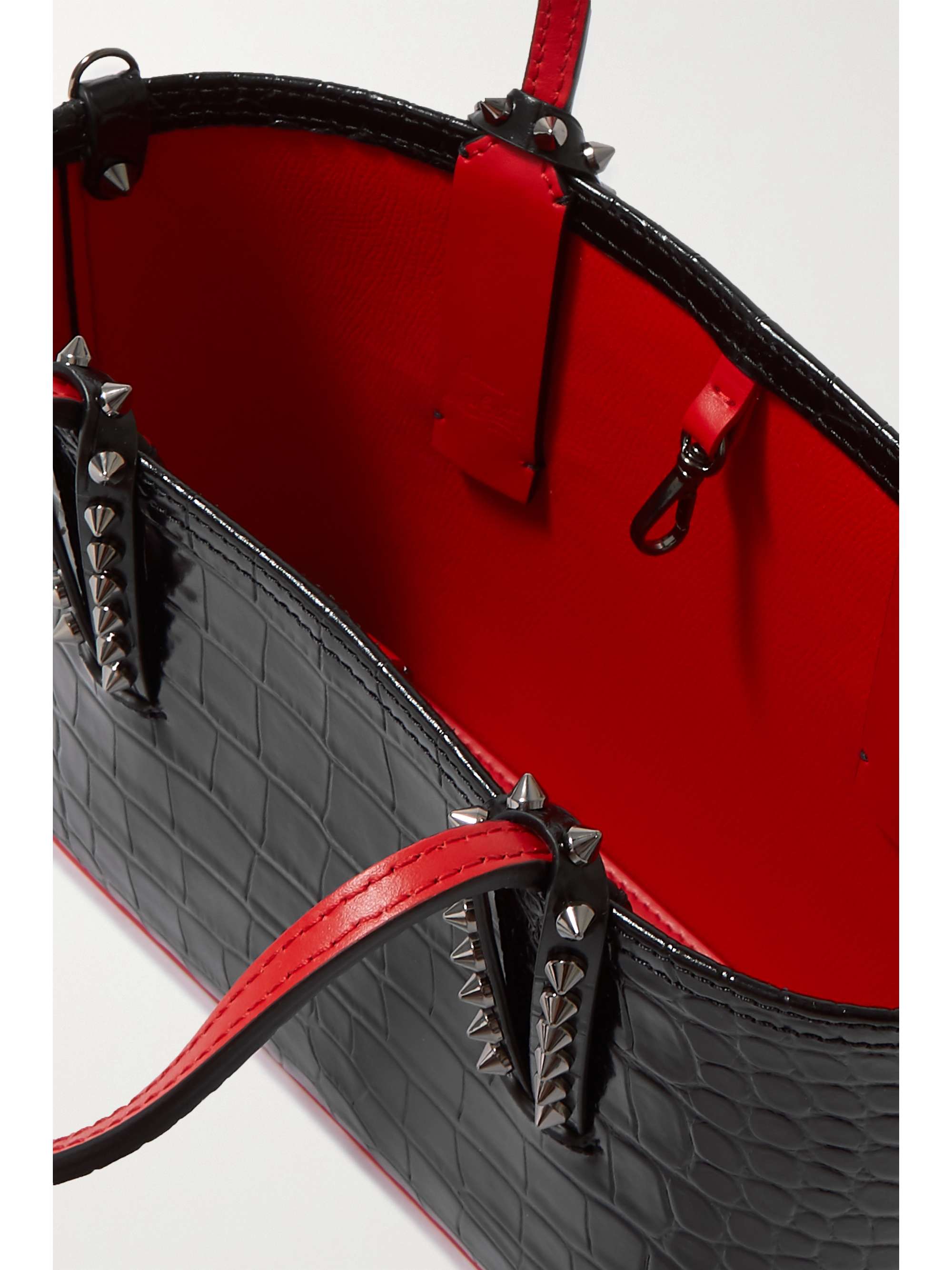 CHRISTIAN LOUBOUTIN Cabata mini spiked croc-effect leather tote