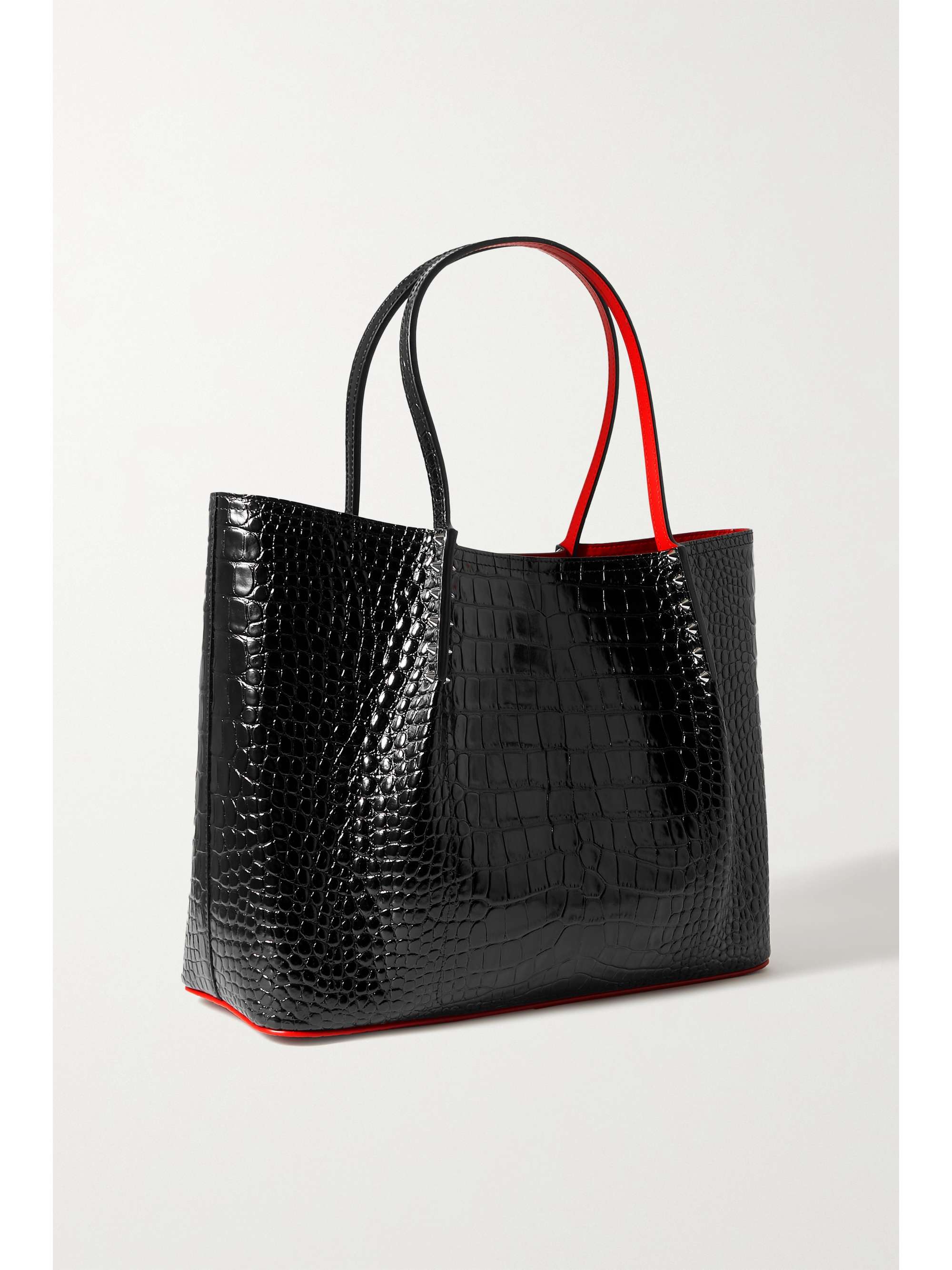 CHRISTIAN LOUBOUTIN Cabarock large spiked croc-effect glossed-leather tote