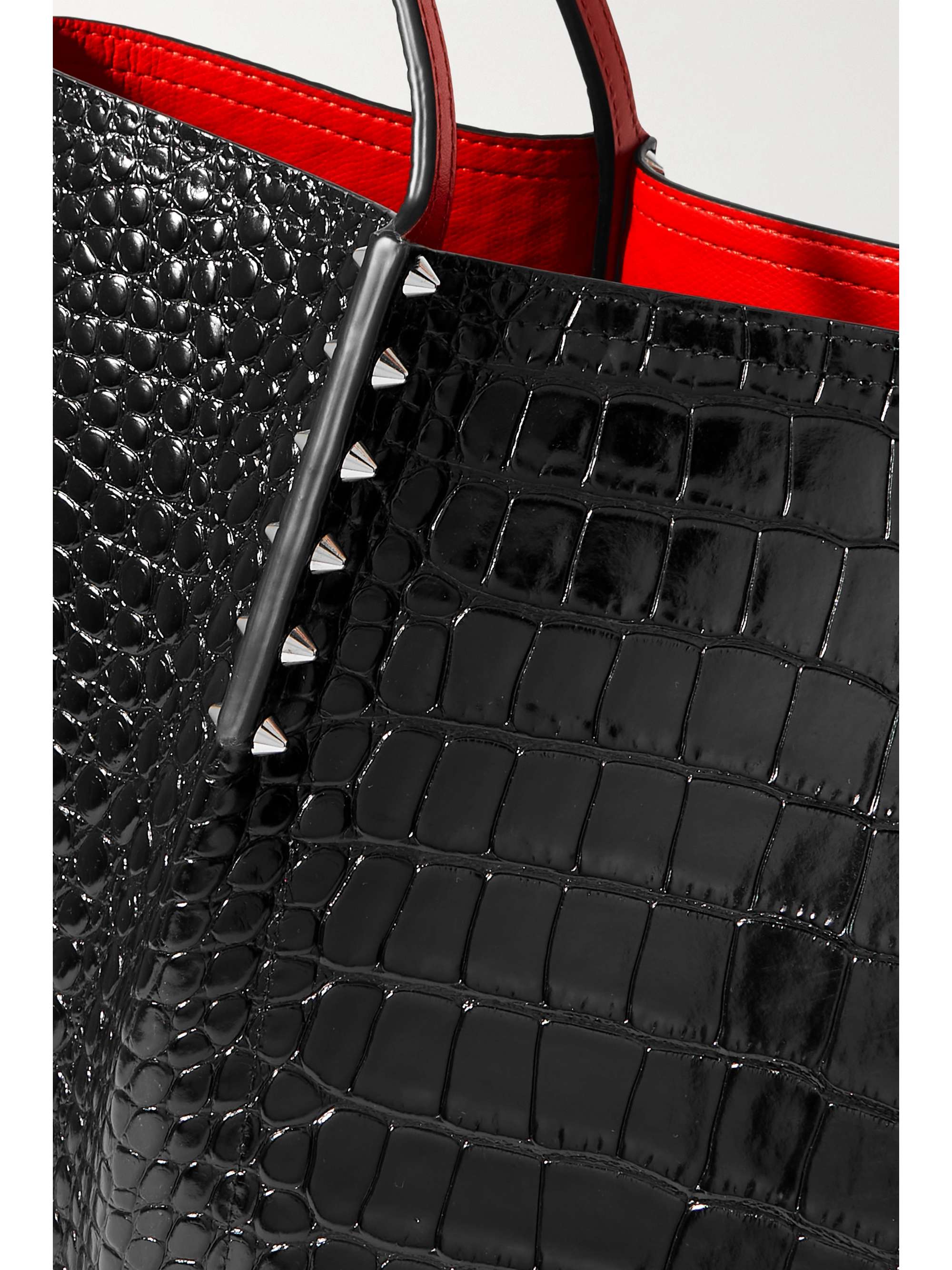 CHRISTIAN LOUBOUTIN Cabarock large spiked croc-effect glossed-leather tote