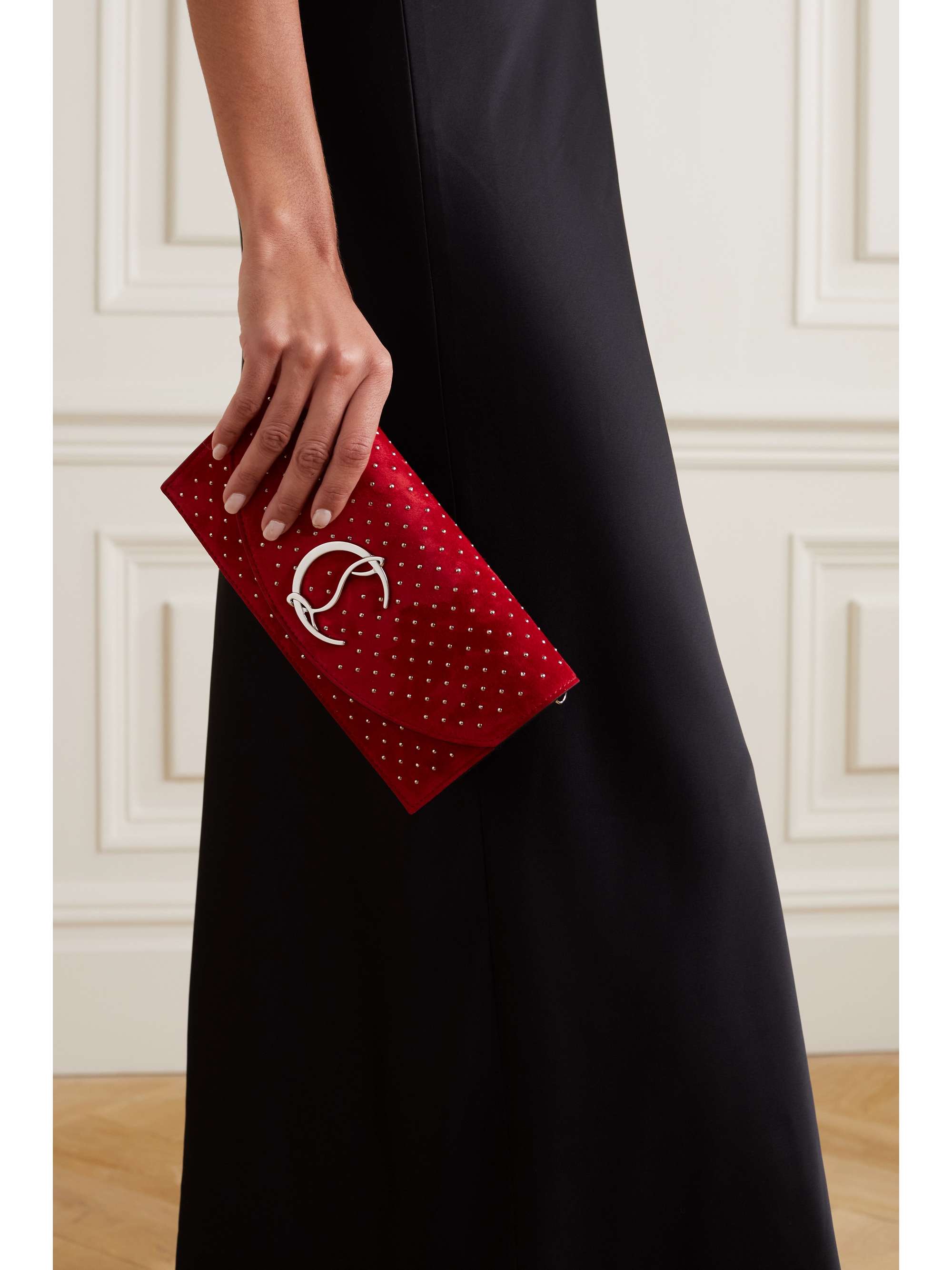 CHRISTIAN LOUBOUTIN Loubi54 studded suede clutch