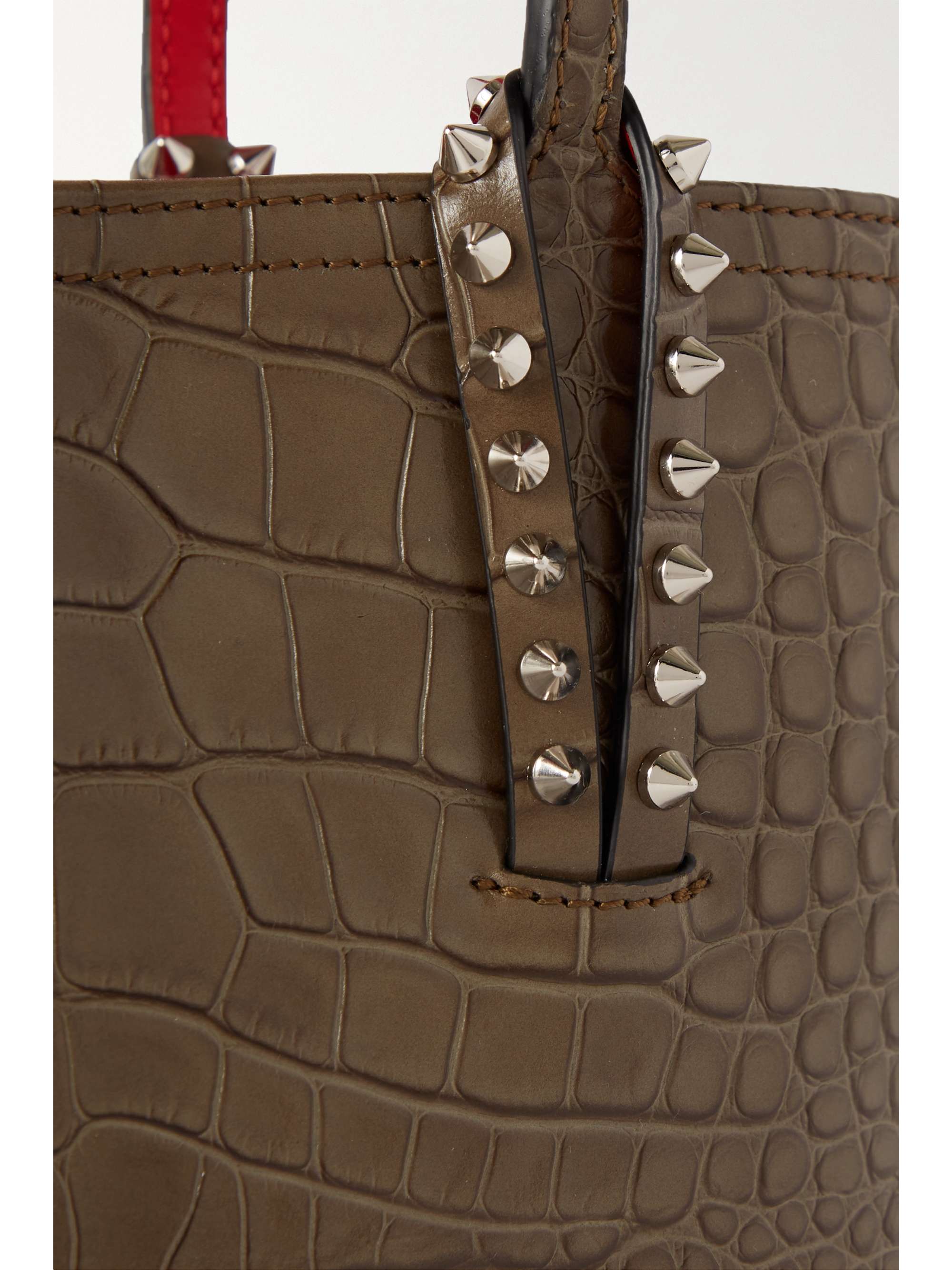 CHRISTIAN LOUBOUTIN Cabata mini spiked croc-effect leather tote