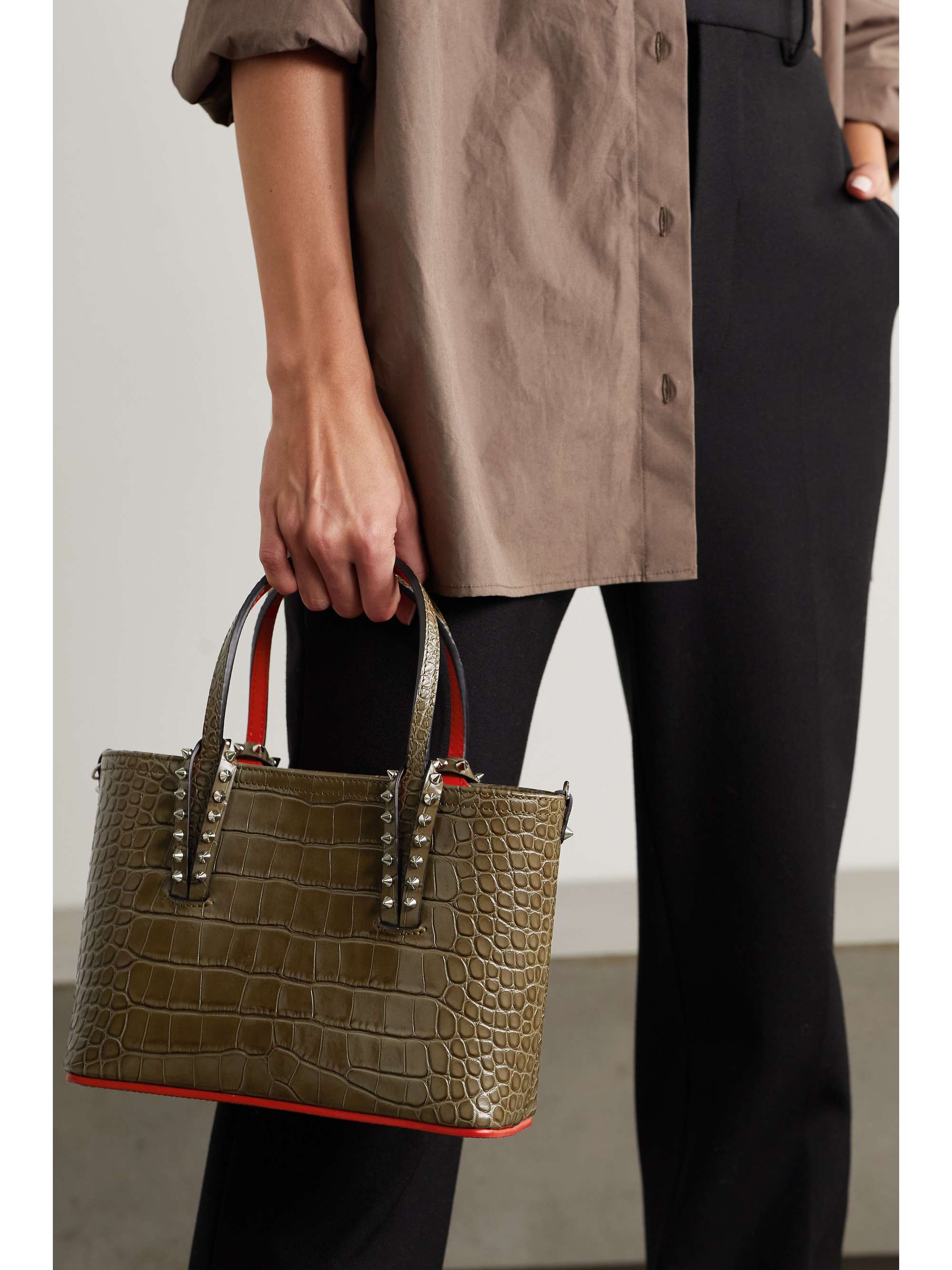 CHRISTIAN LOUBOUTIN Cabata small embellished textured-leather tote