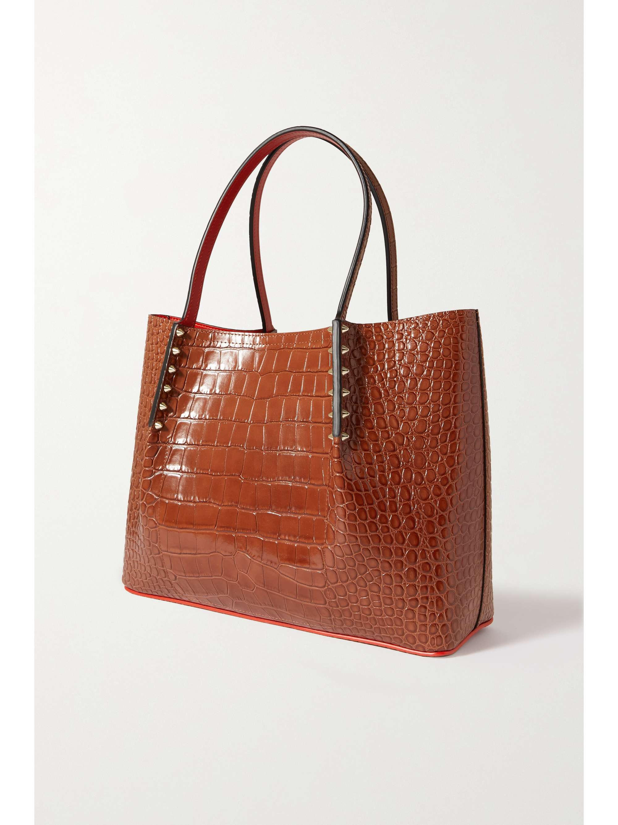 CHRISTIAN LOUBOUTIN Cabarock small spiked croc-effect leather tote