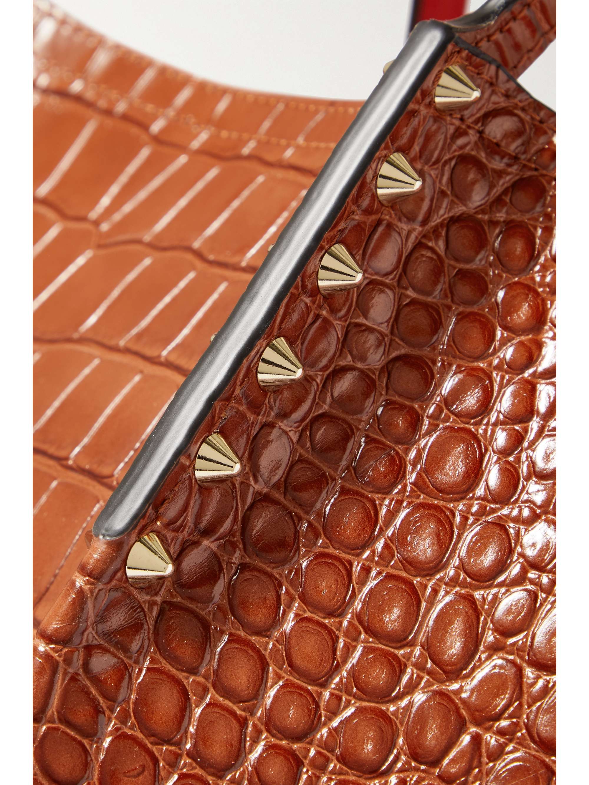 CHRISTIAN LOUBOUTIN Cabarock small spiked croc-effect leather tote